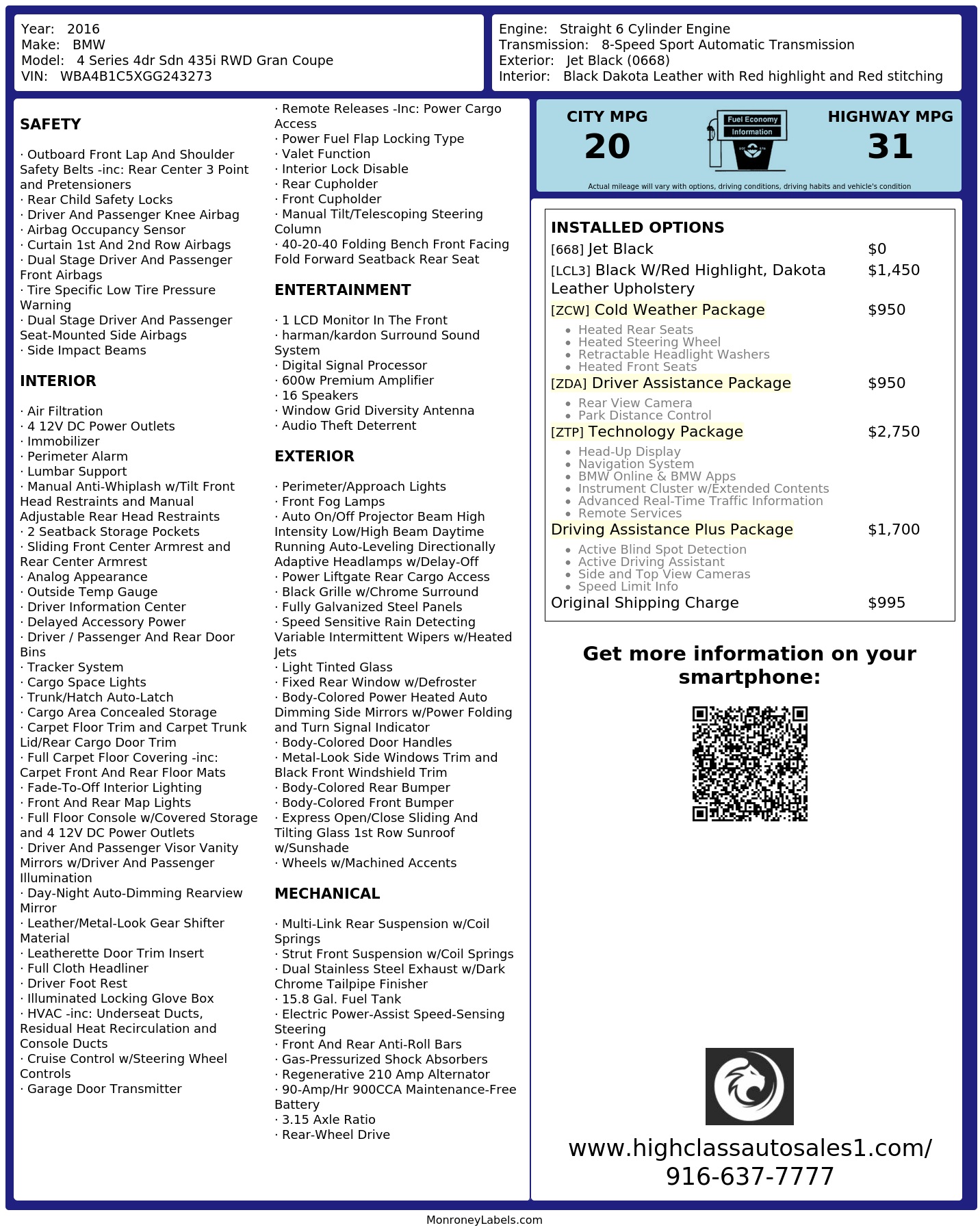 Monroney Label