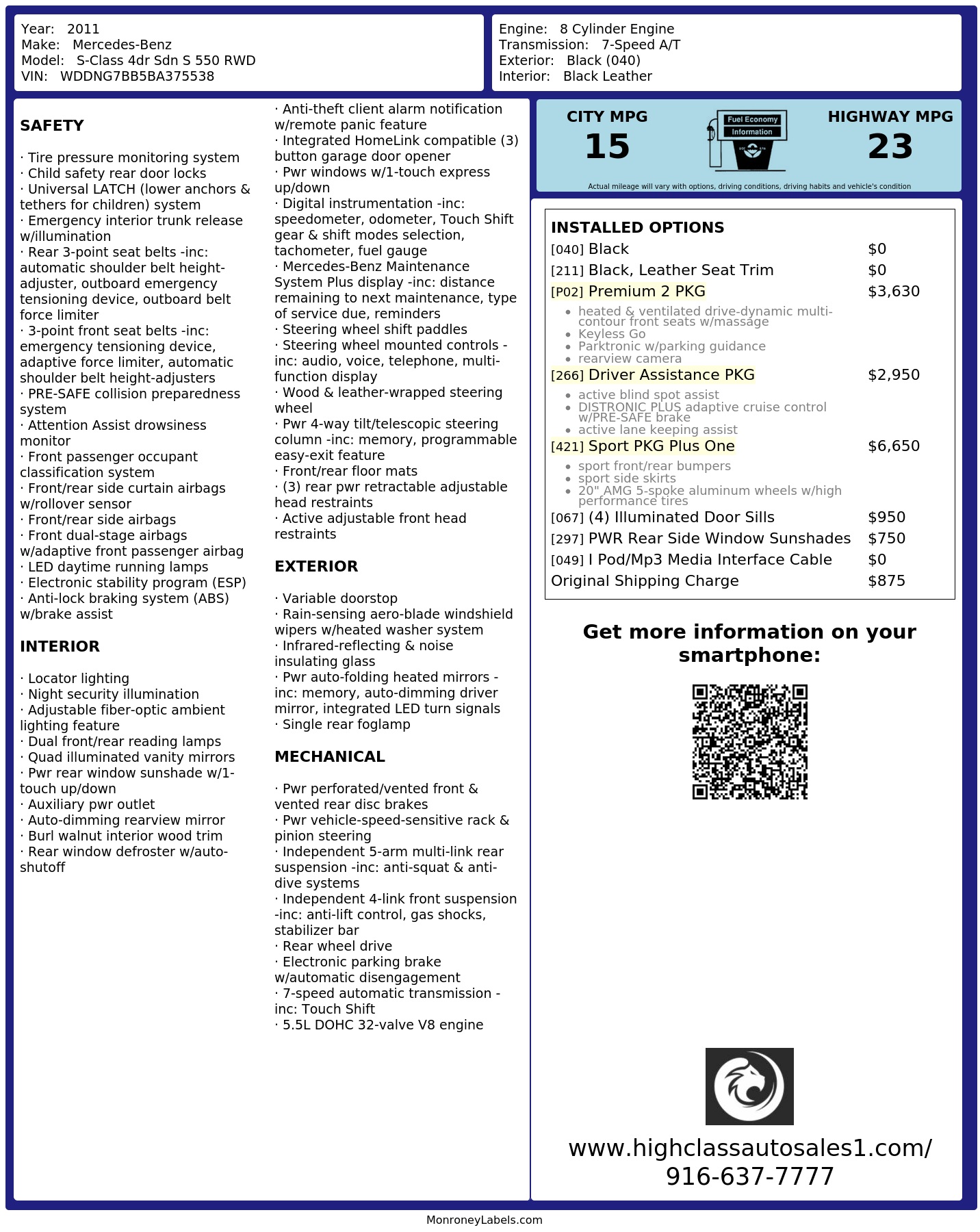 Monroney Label