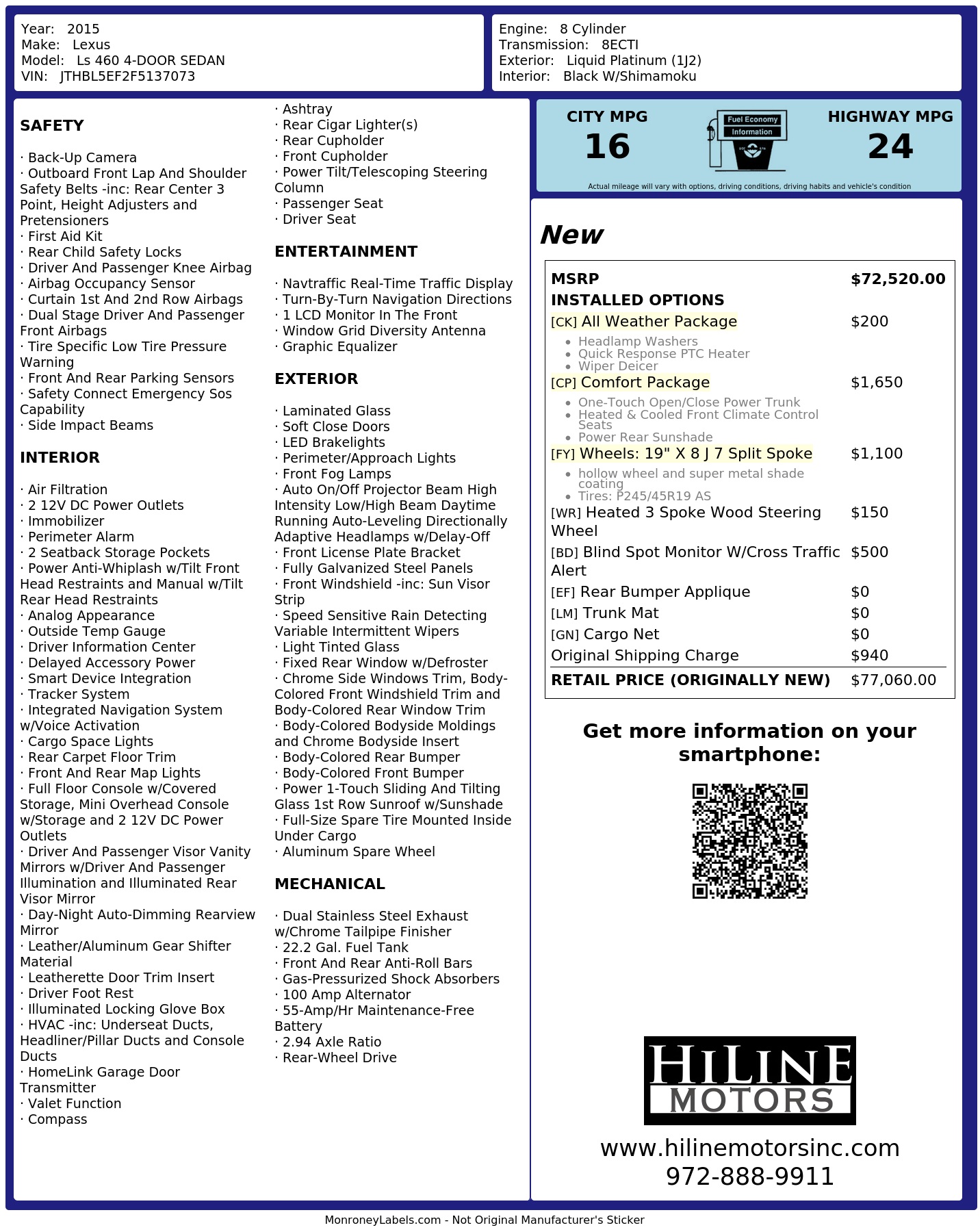 Monroney Label