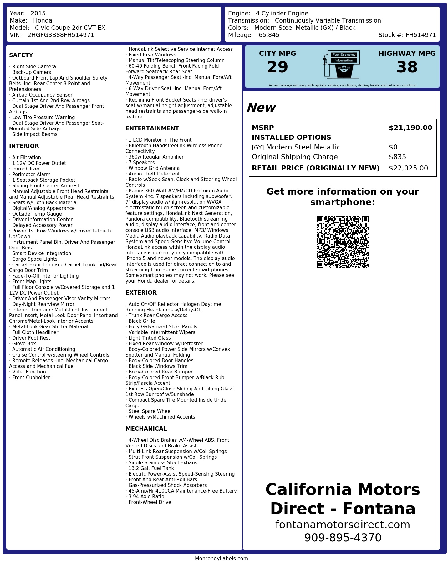Monroney Label