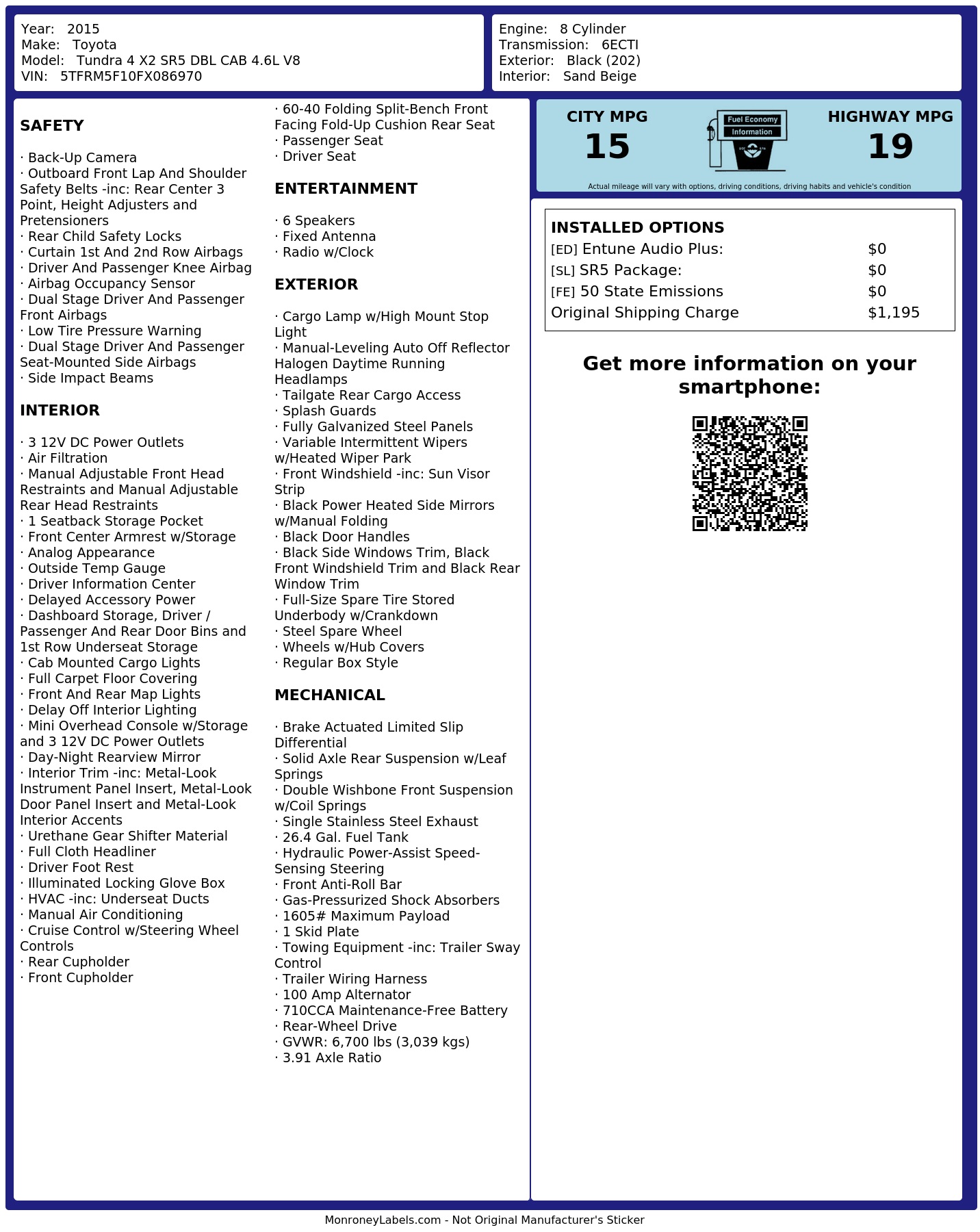 Monroney Label