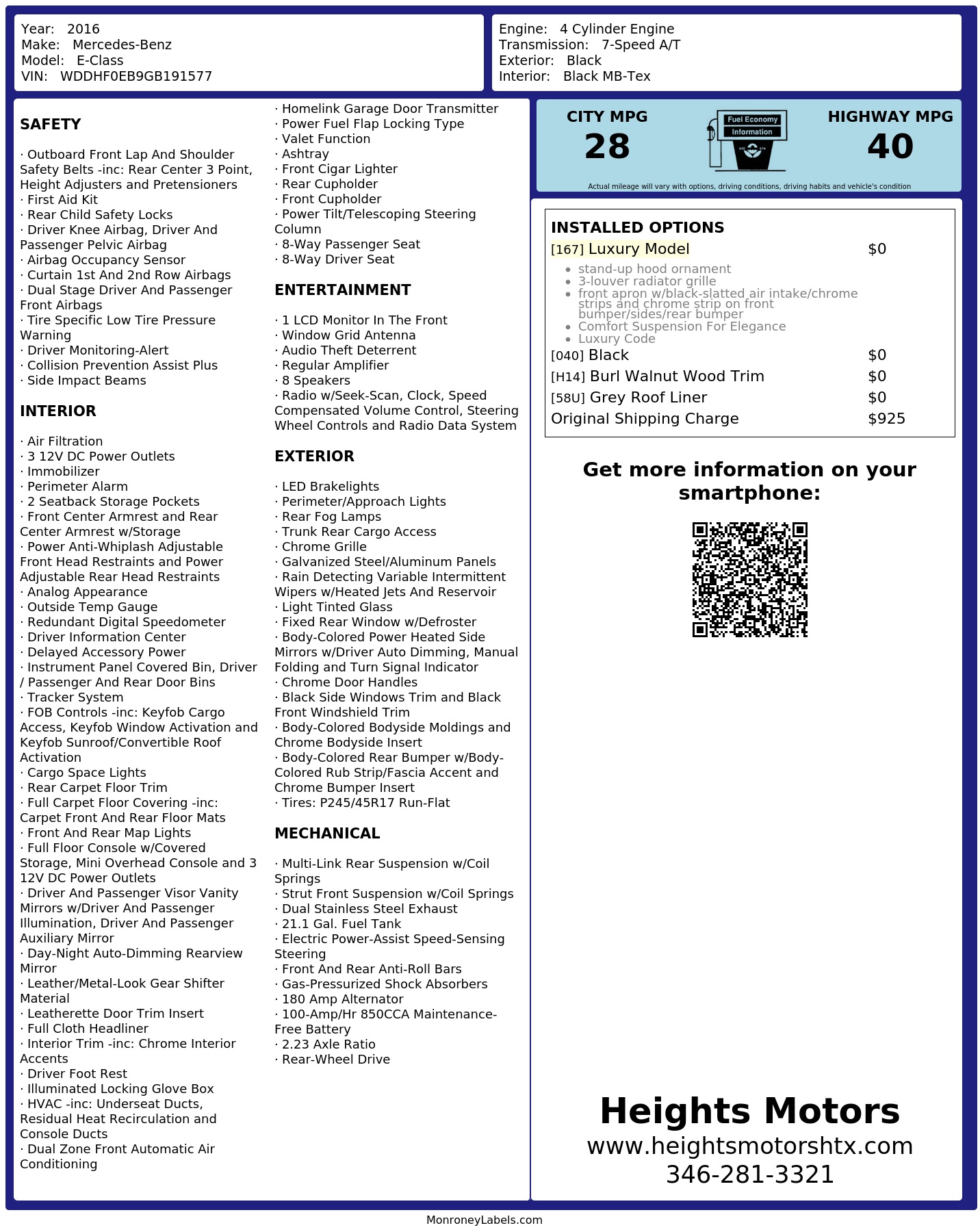 Monroney Label