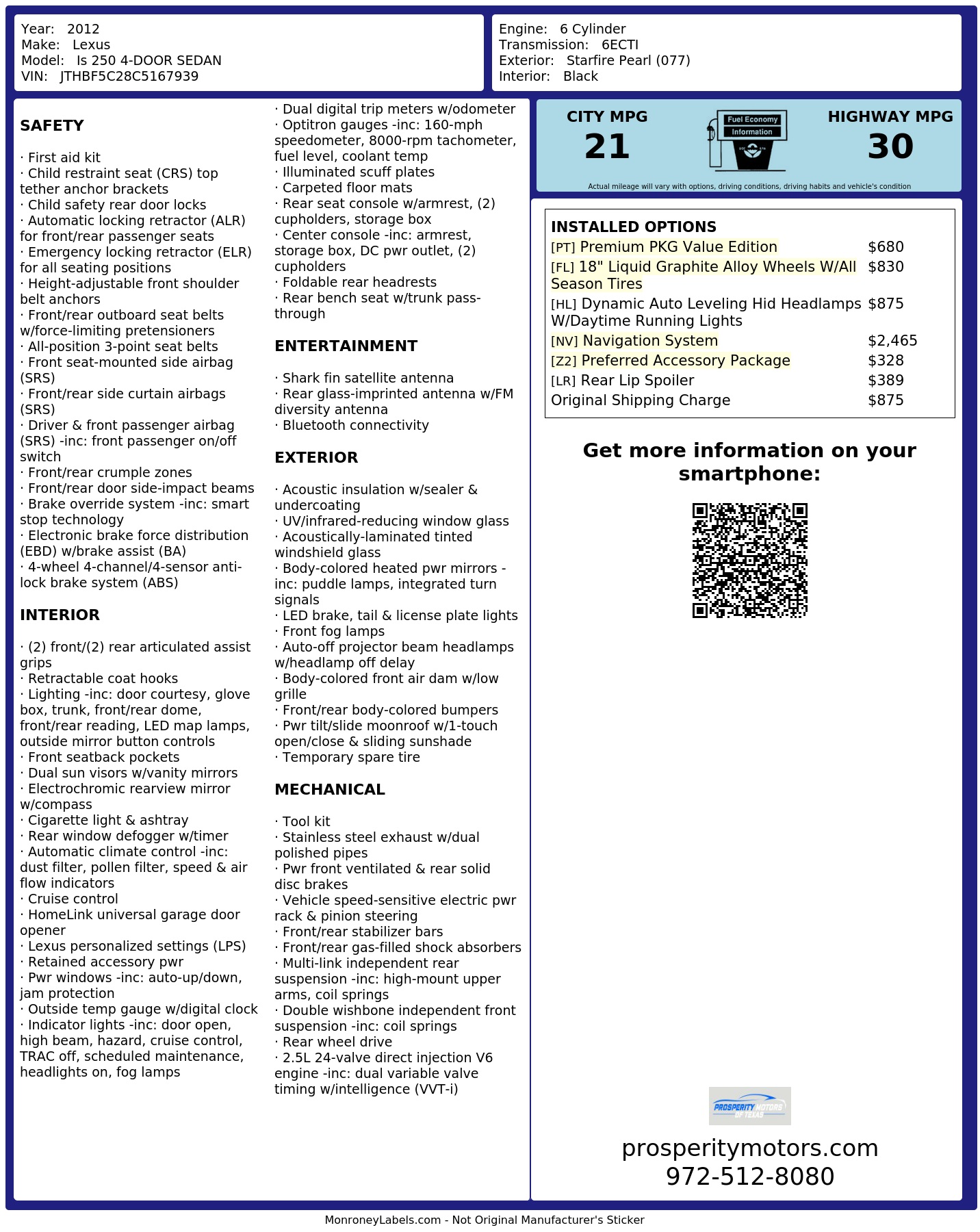 Monroney Label