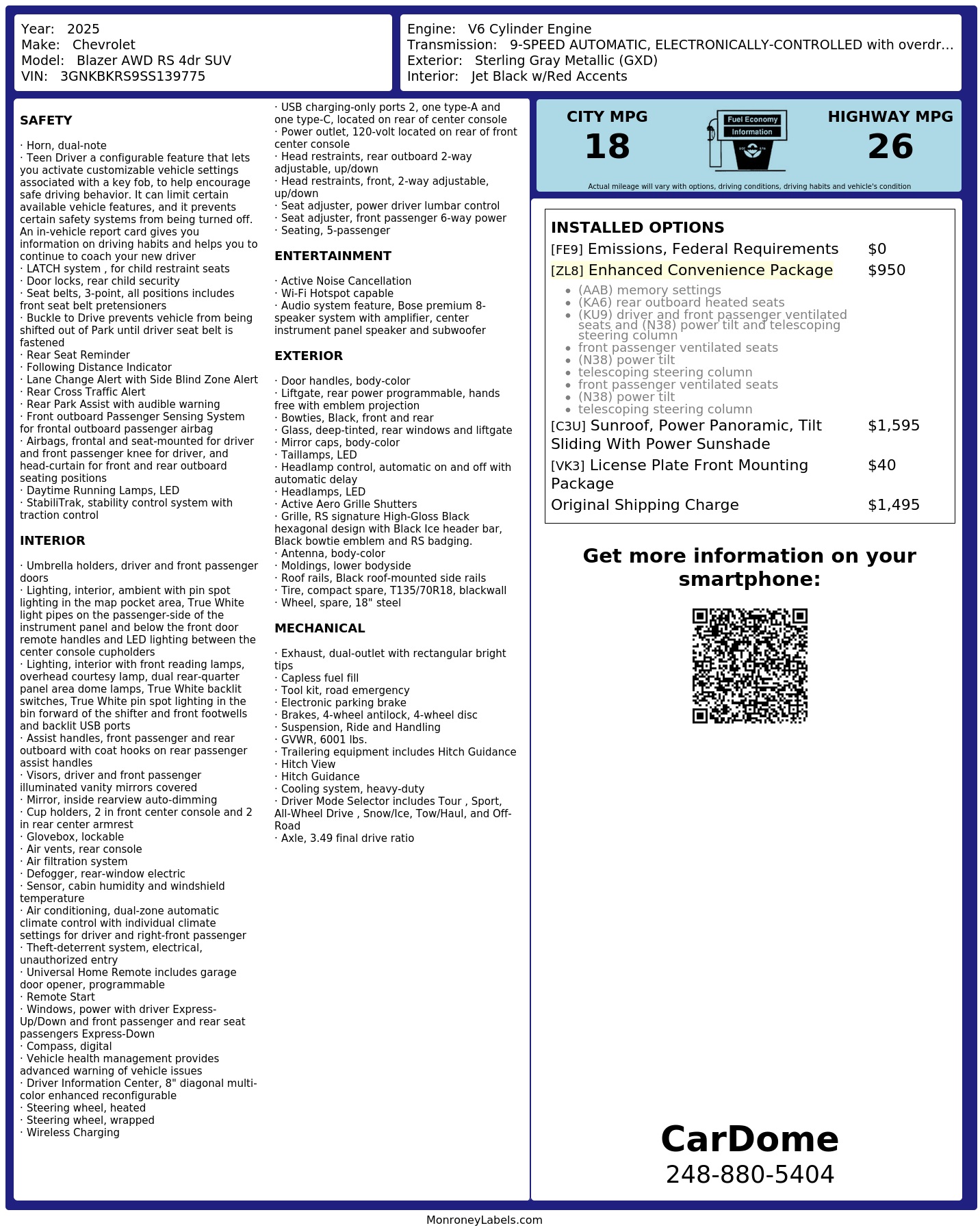 Monroney Label