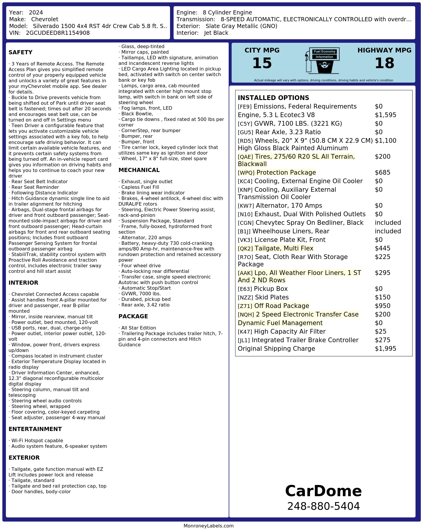Monroney Label