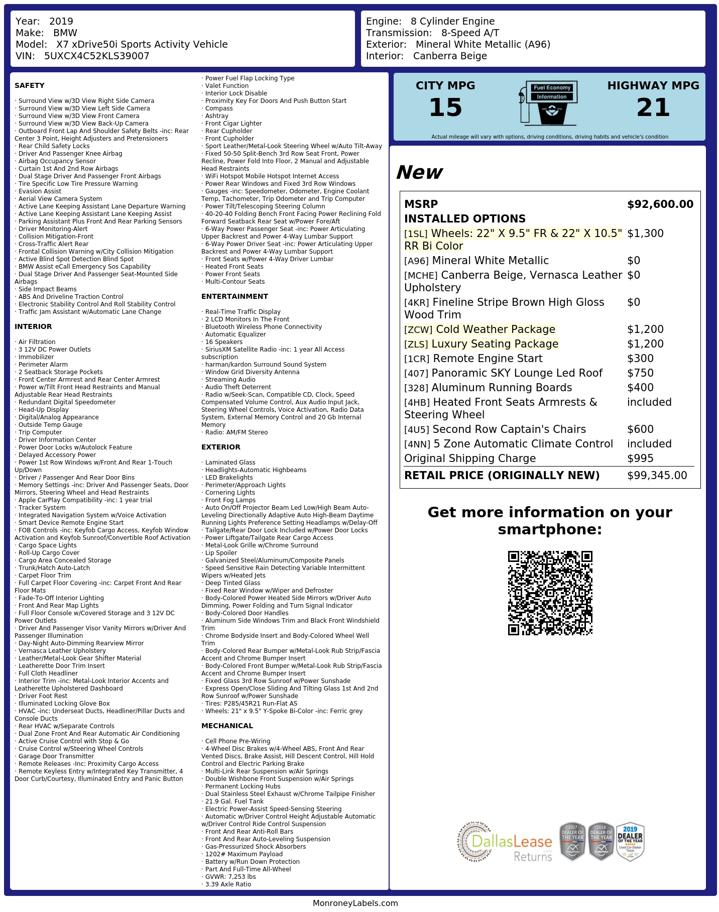 Monroney Label