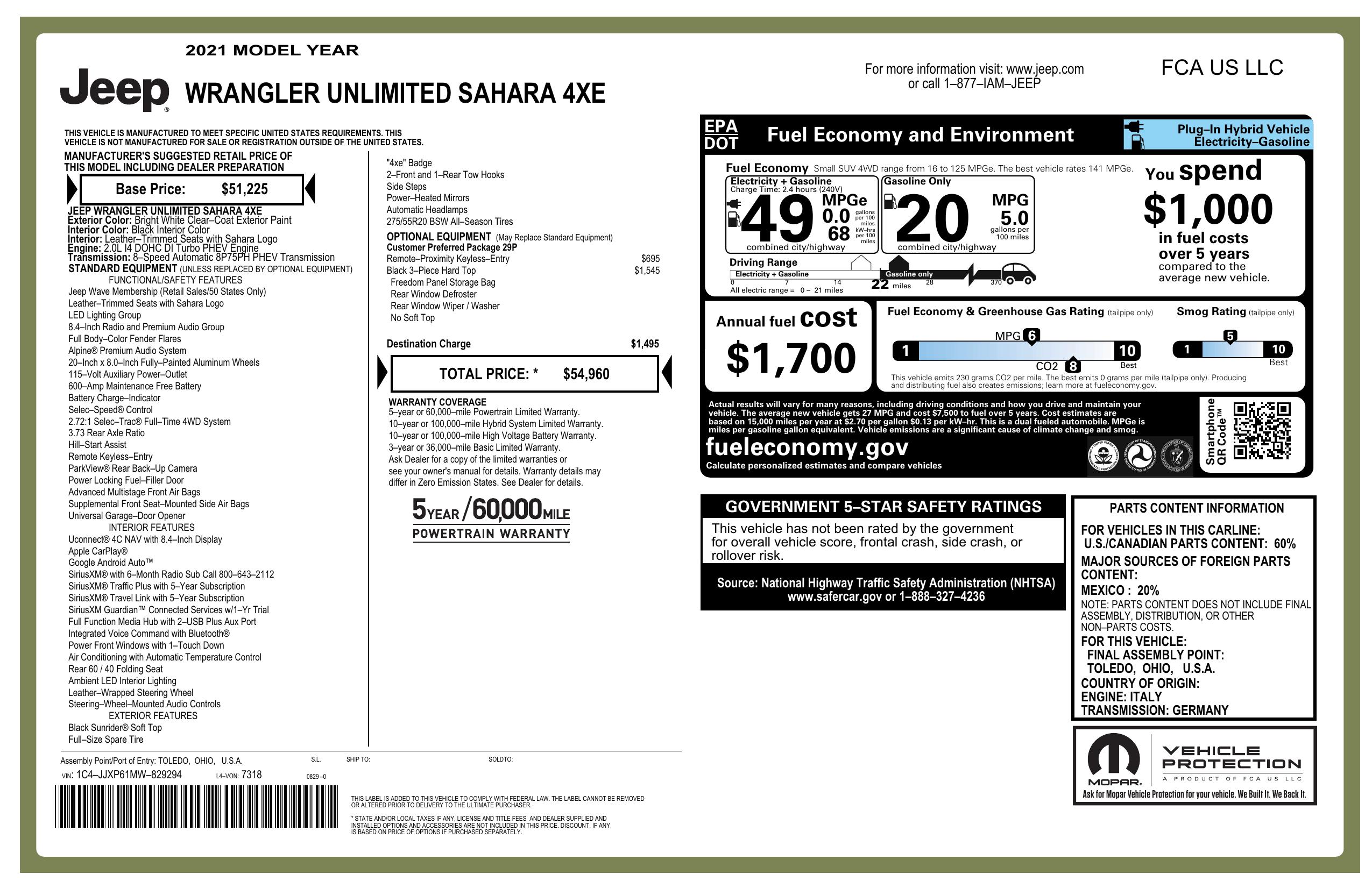 Monroney Label