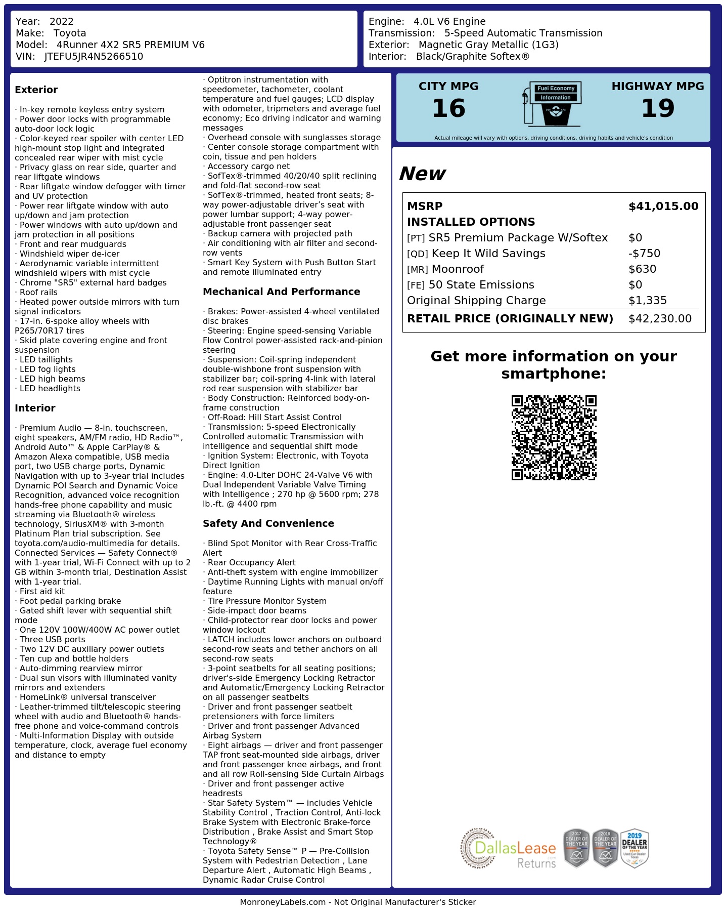 Monroney Label