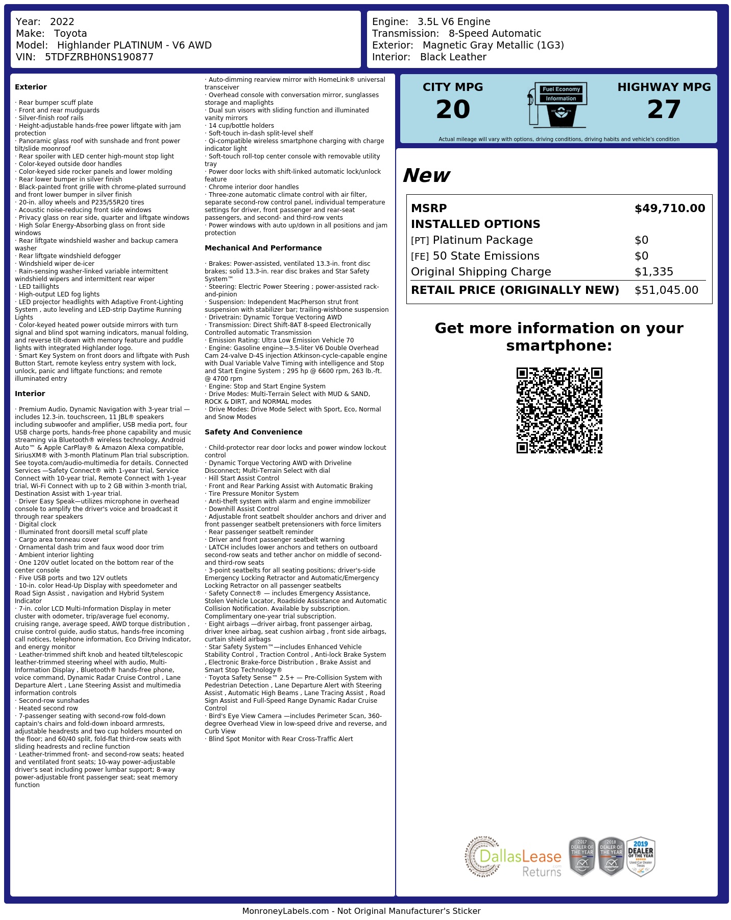 Monroney Label