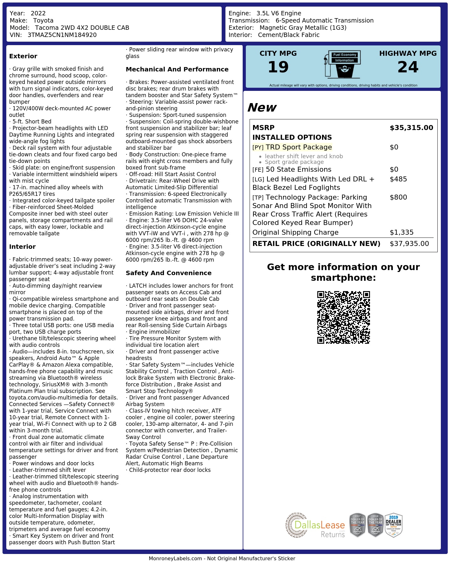 Monroney Label