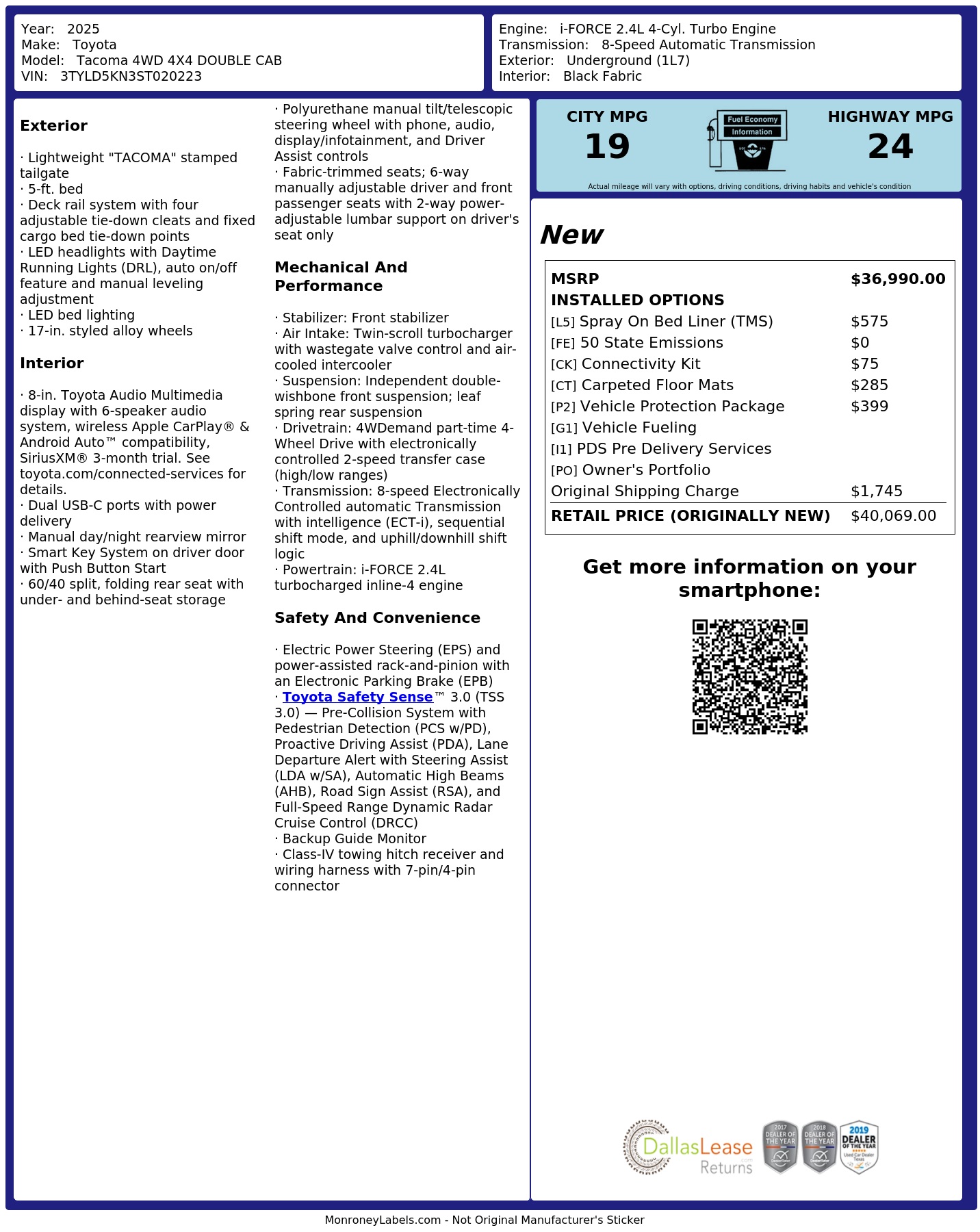 Monroney Label