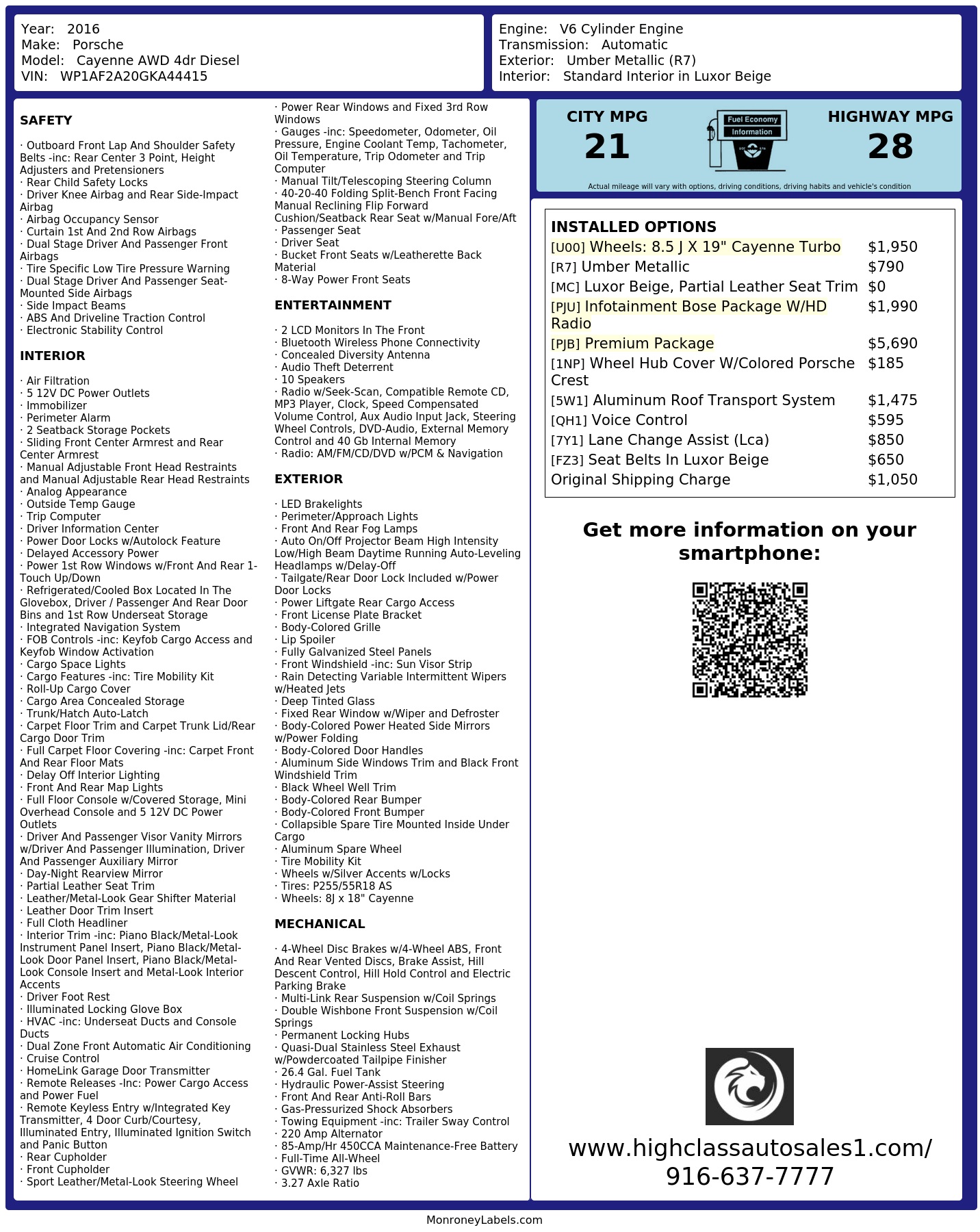 Monroney Label
