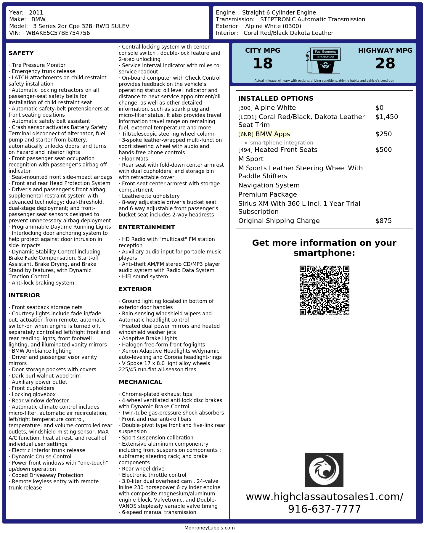 Monroney Label