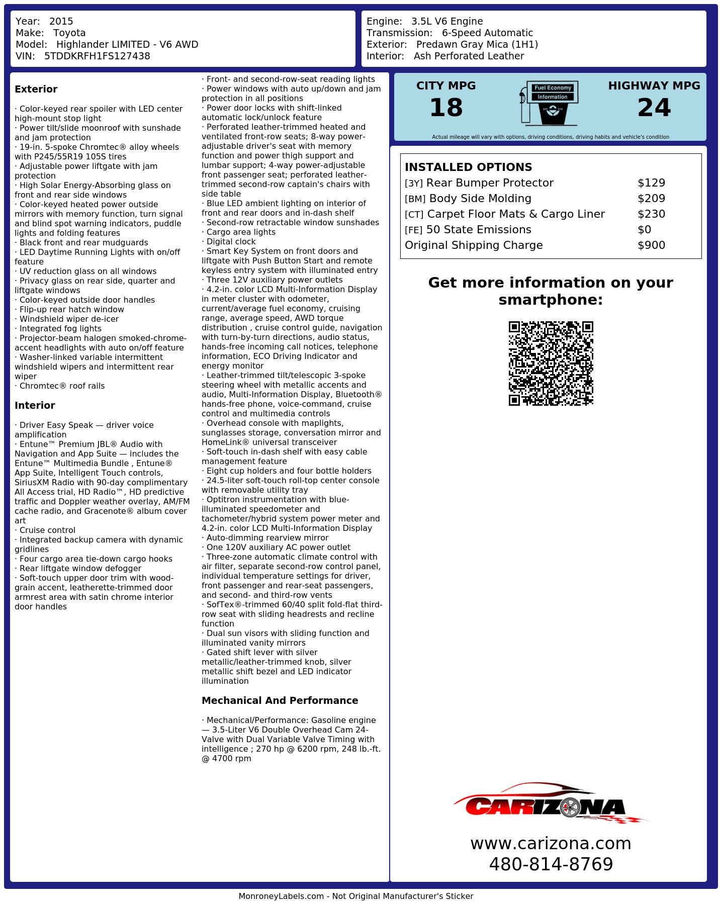 Monroney Label
