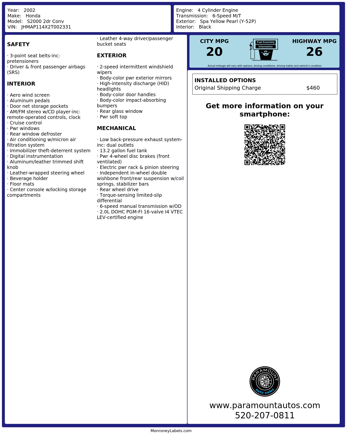 Monroney Label
