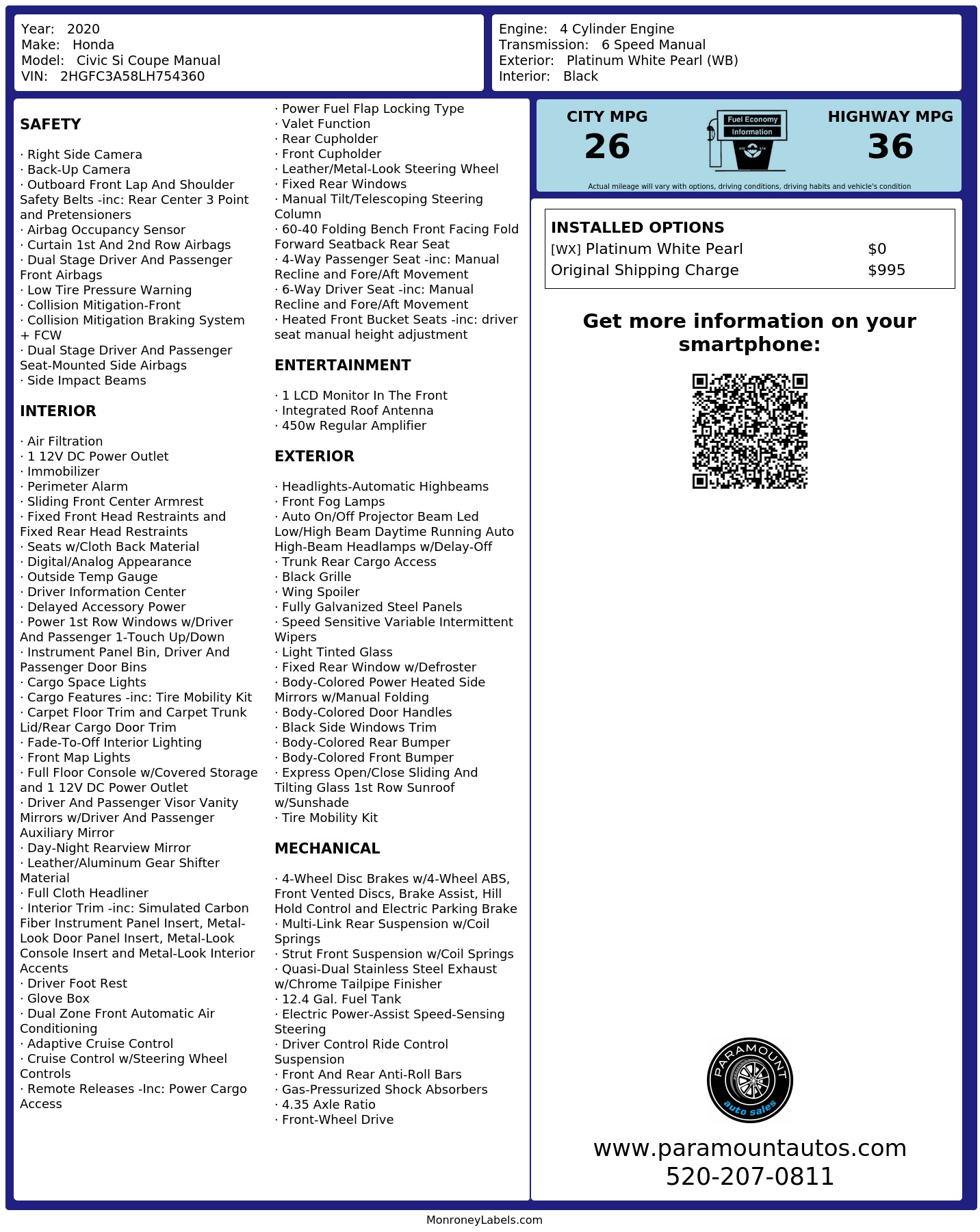 Monroney Label