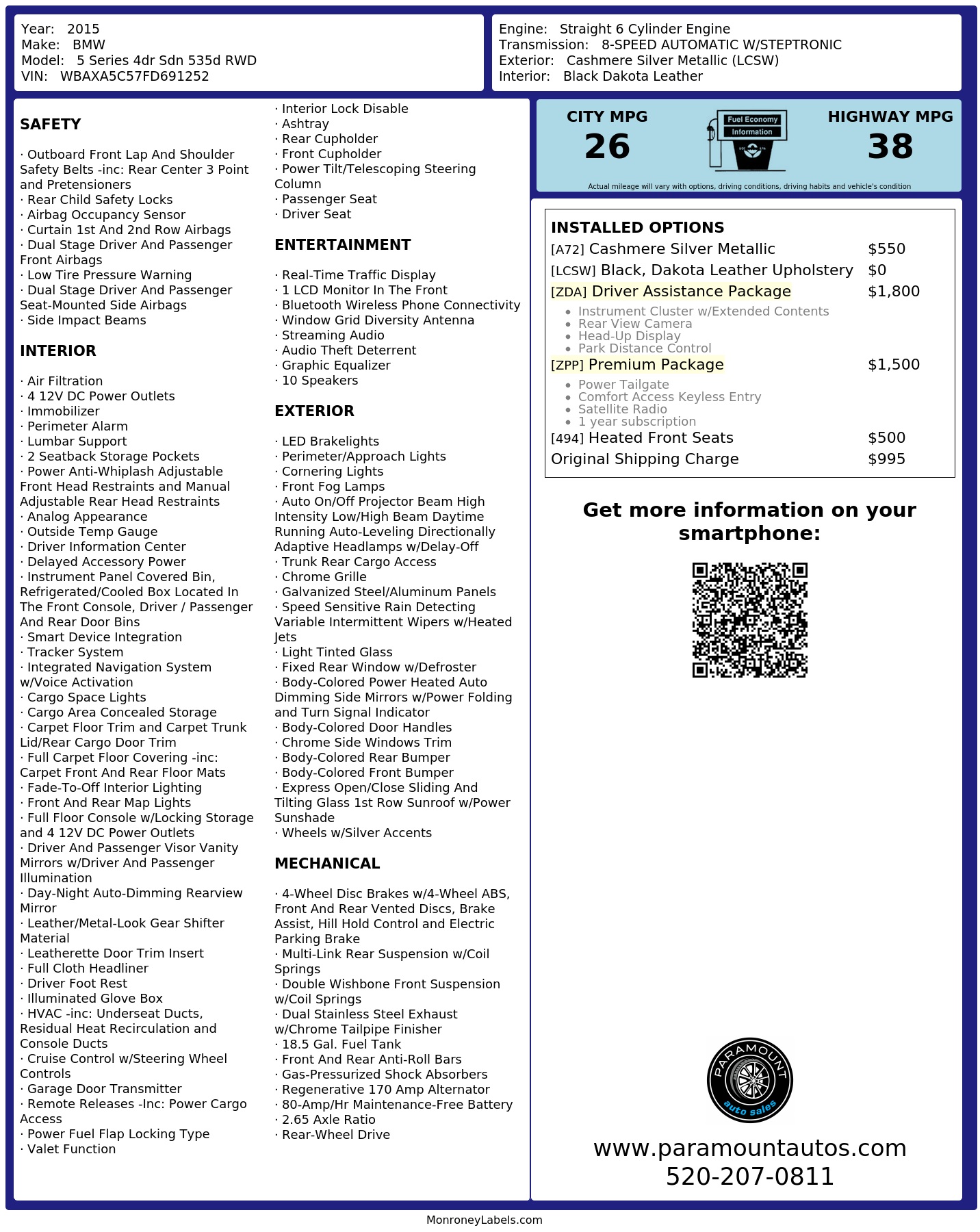Monroney Label