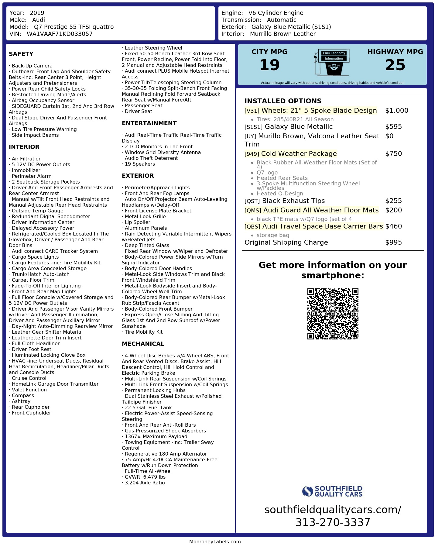 Monroney Label