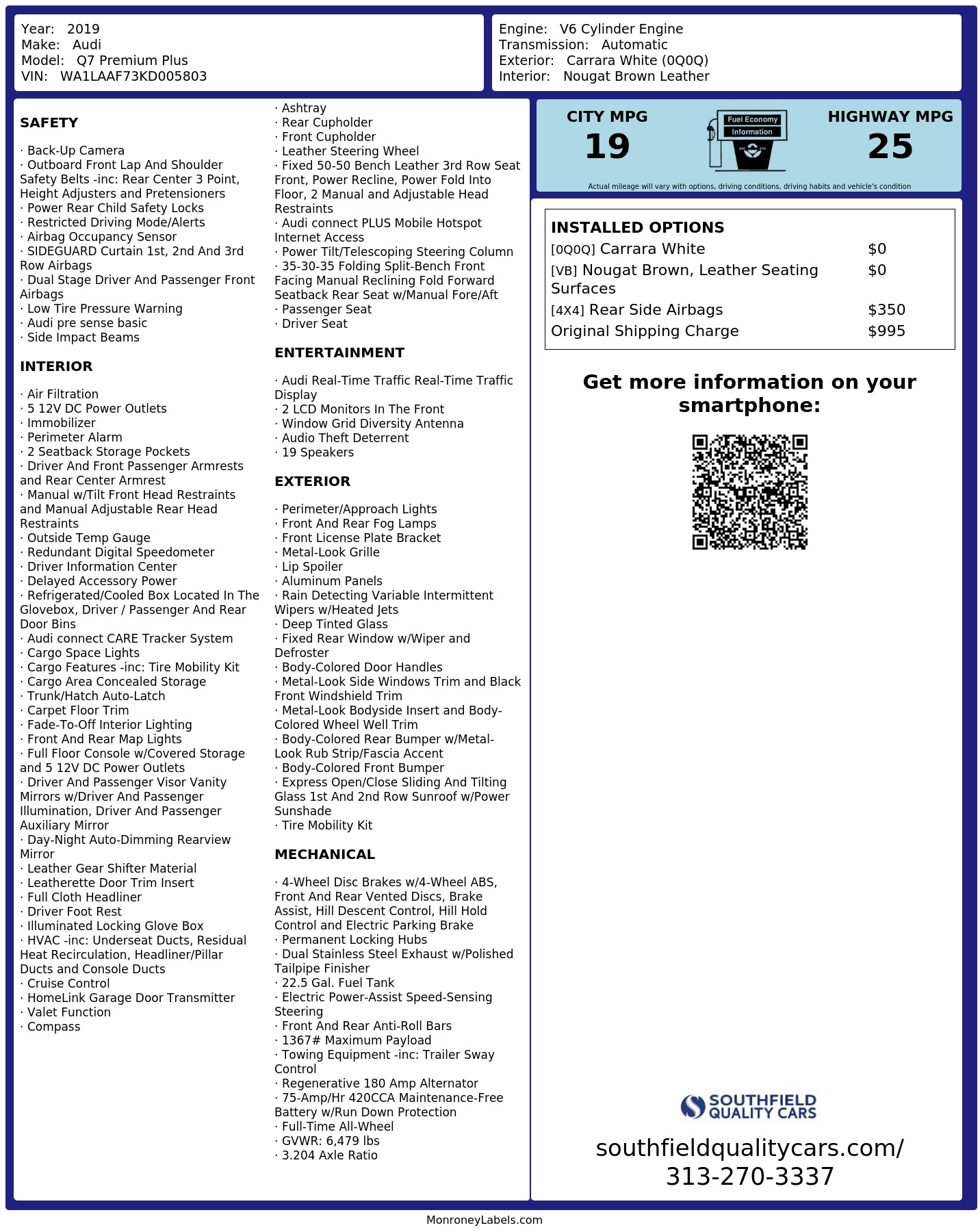 Monroney Label
