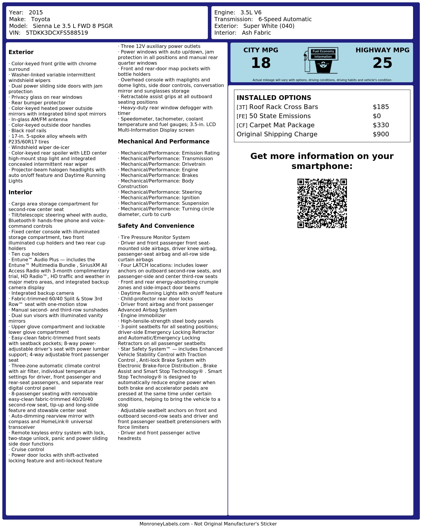 Monroney Label