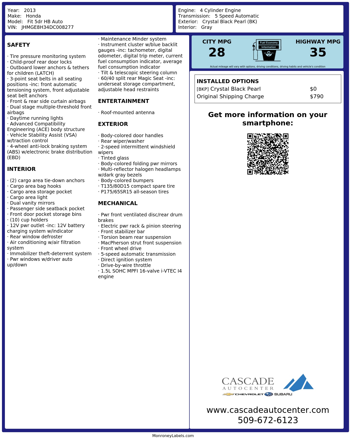 Monroney Label
