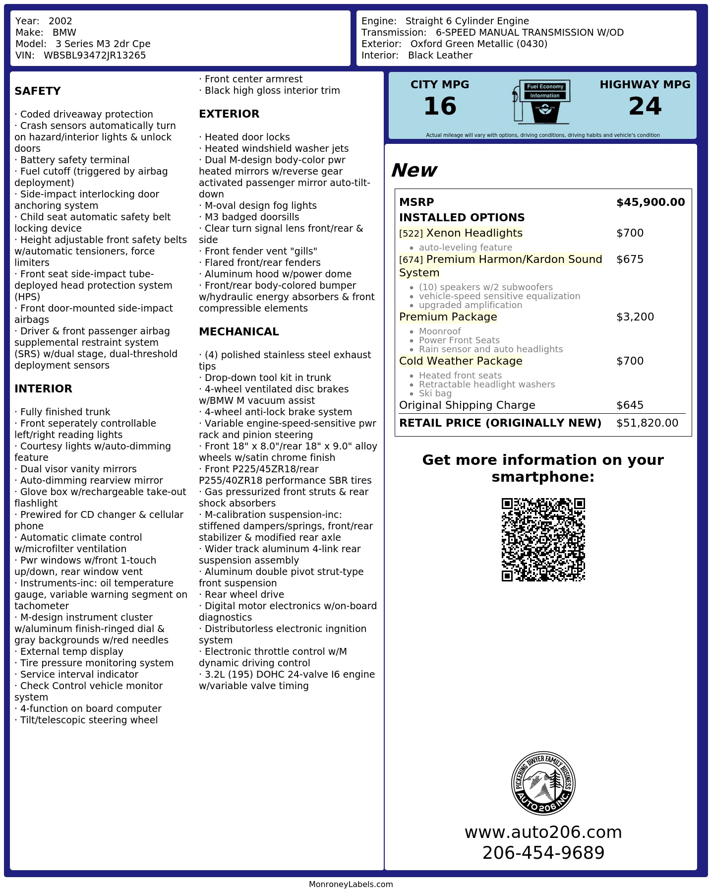 Monroney Label
