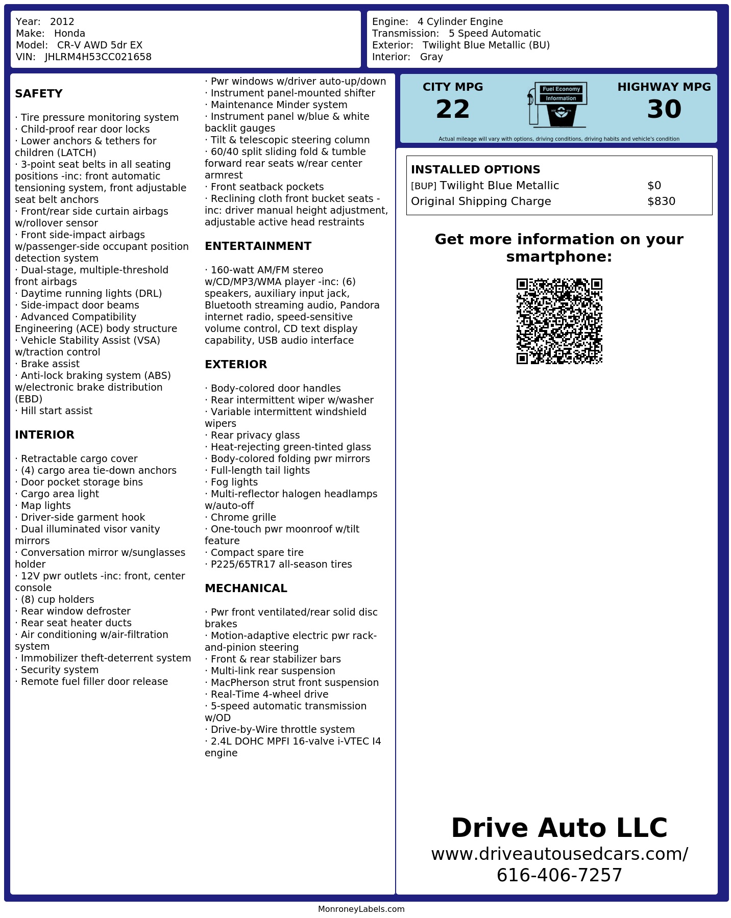 Monroney Label
