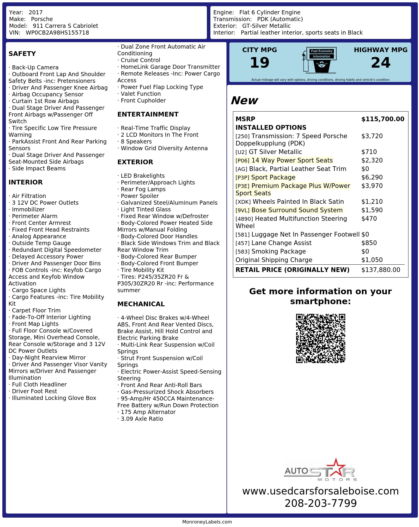 Monroney Label