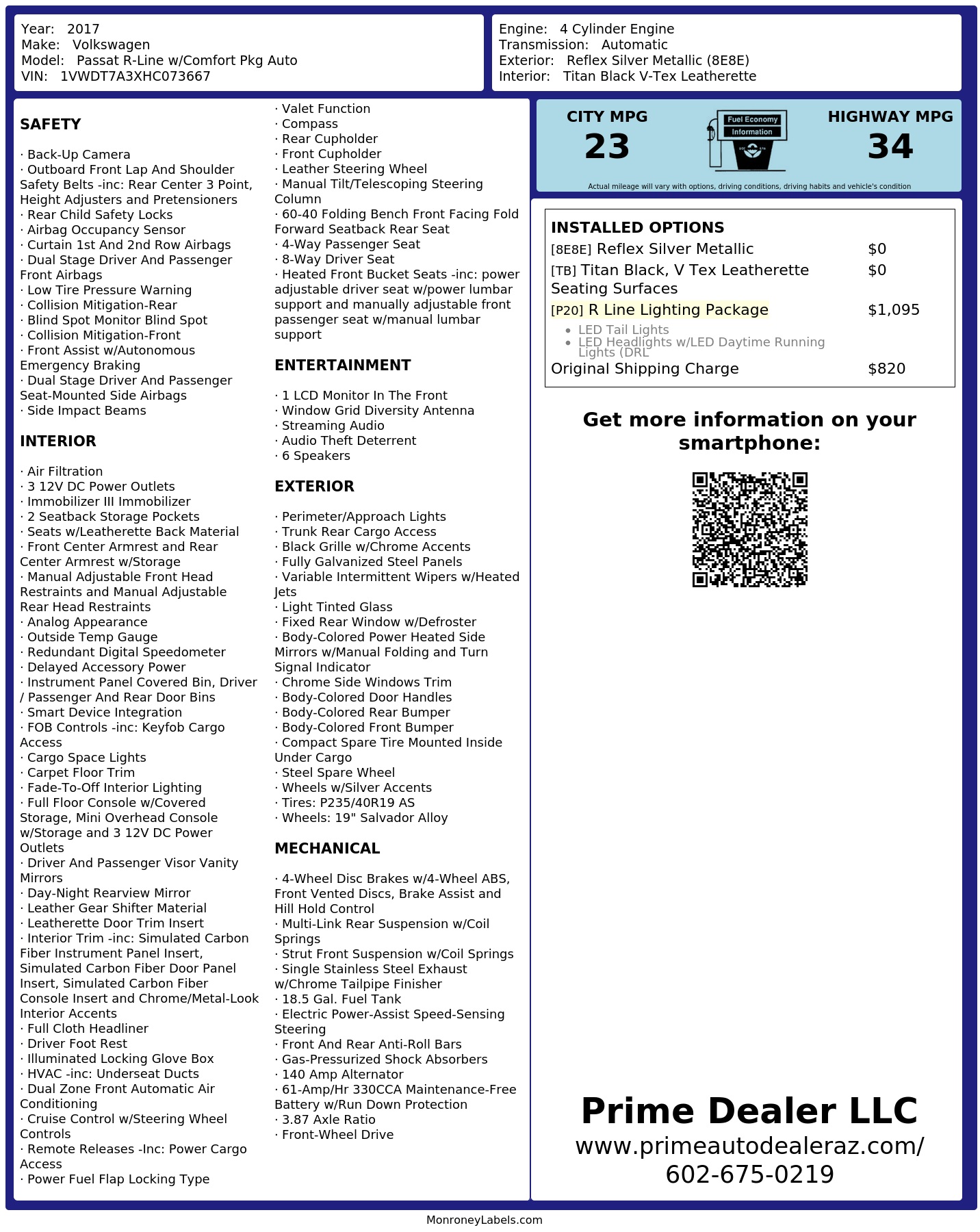 Monroney Label
