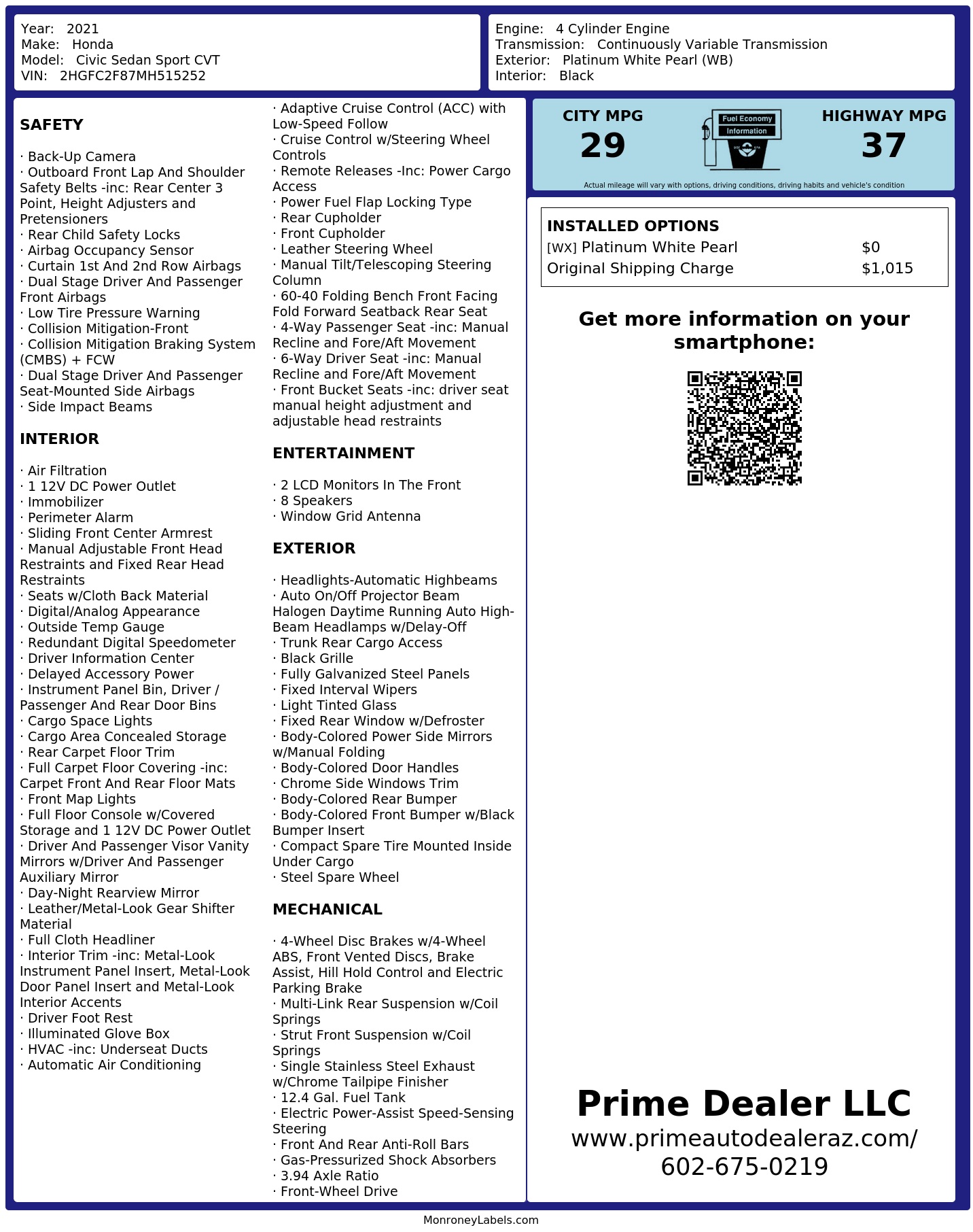 Monroney Label