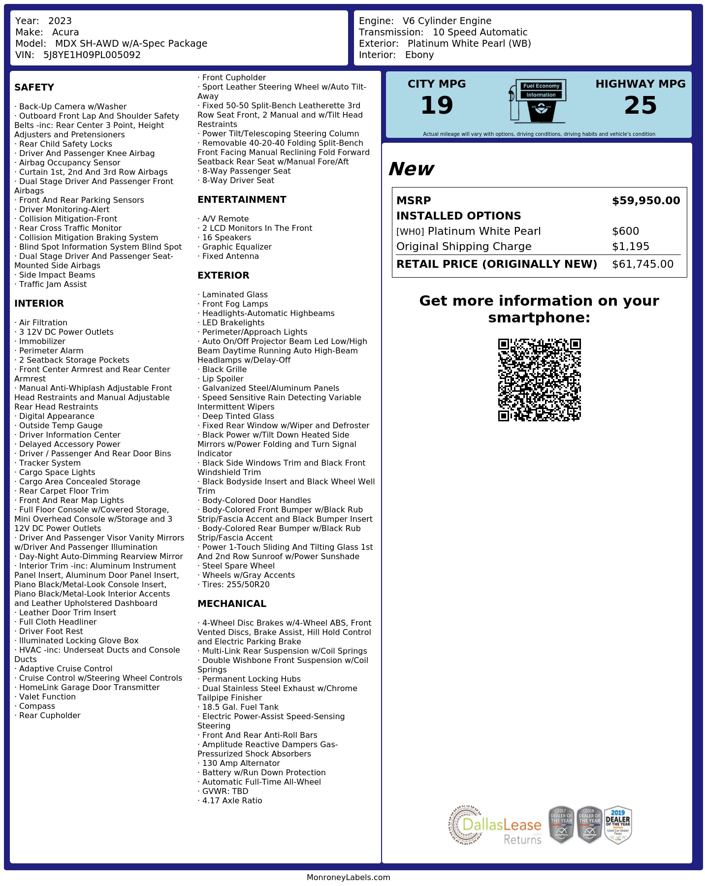 Monroney Label