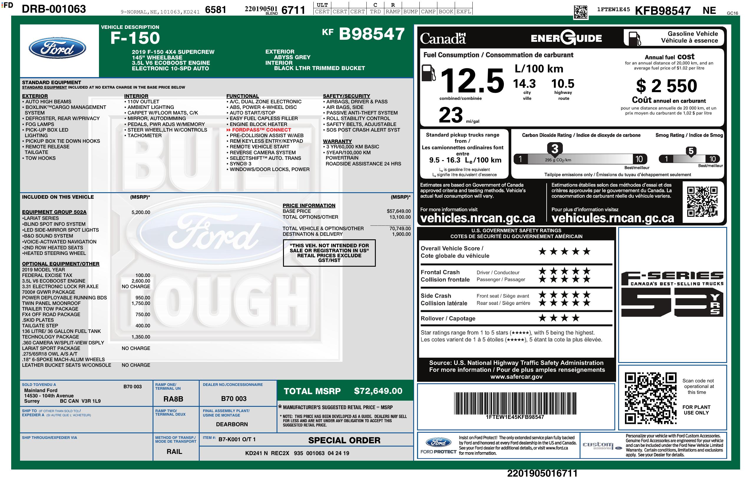 Monroney Label