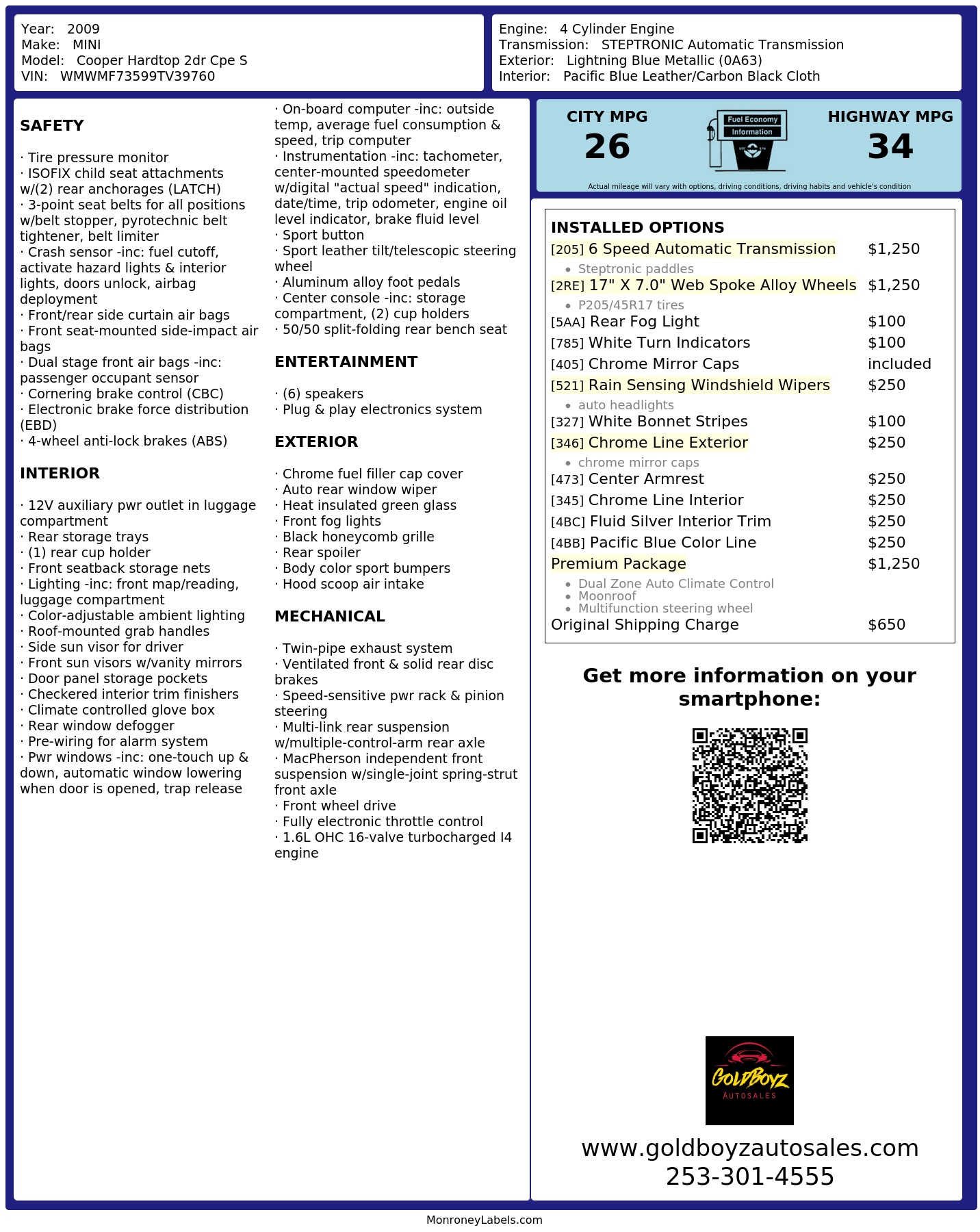 Monroney Label