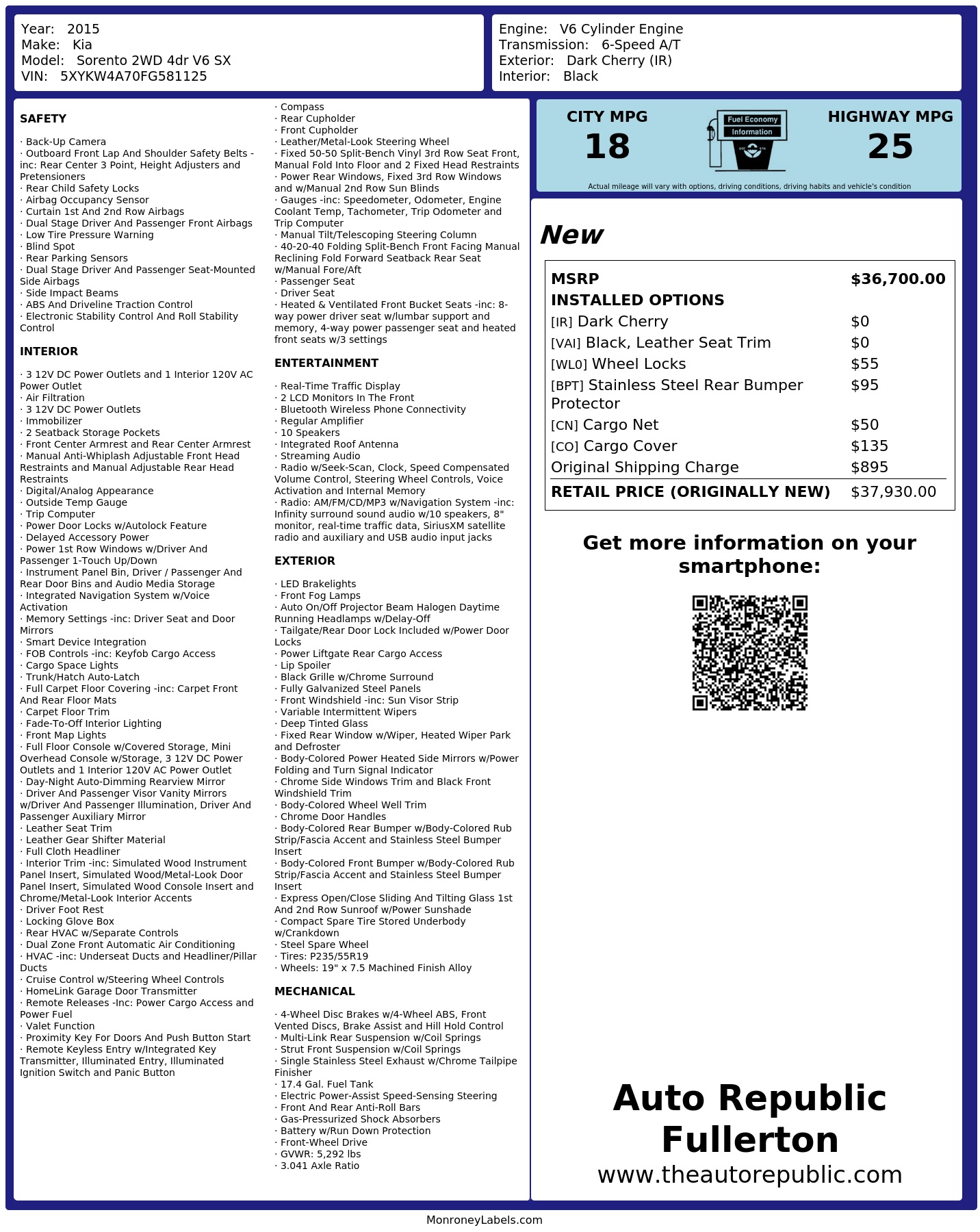 Monroney Label