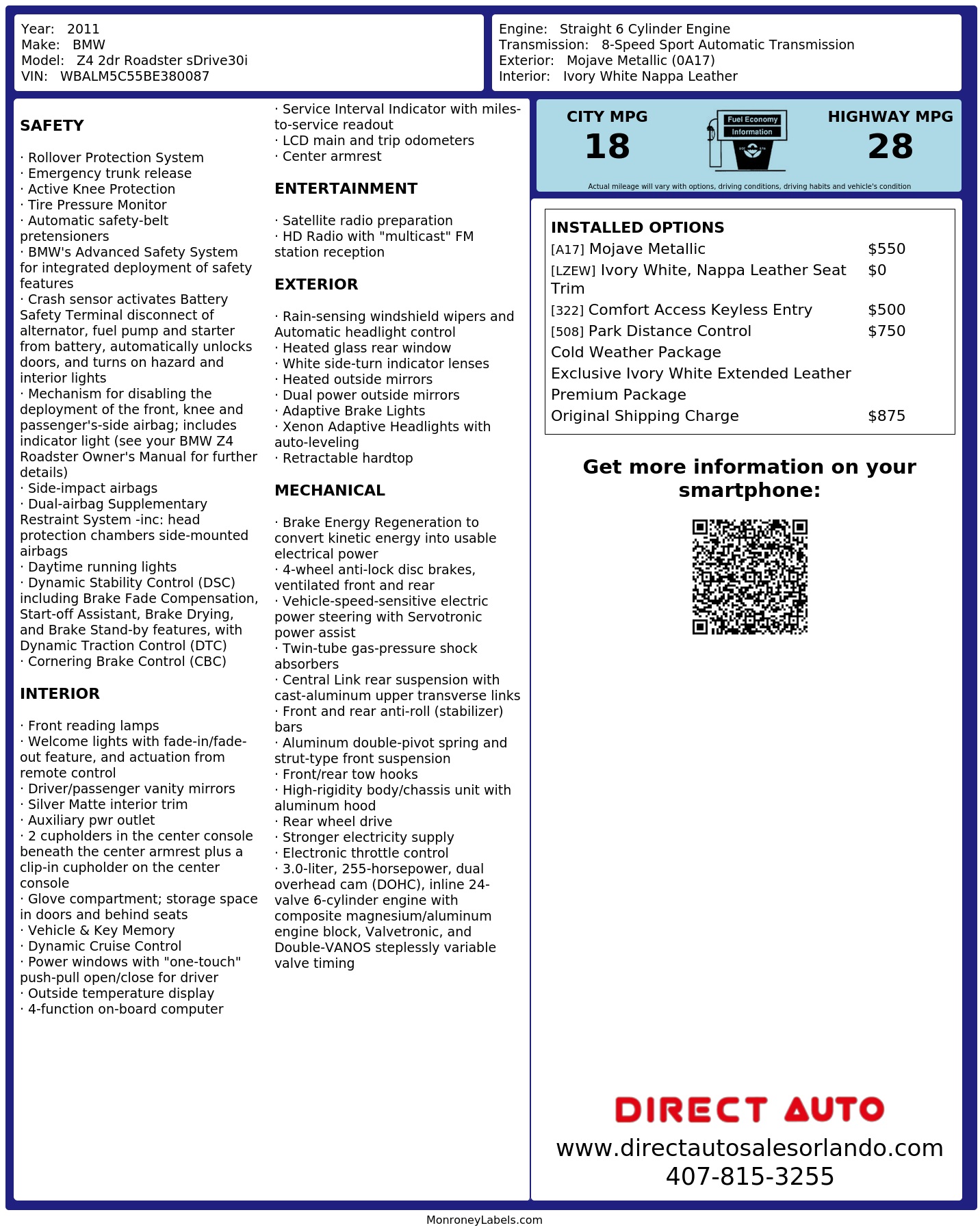 Monroney Label