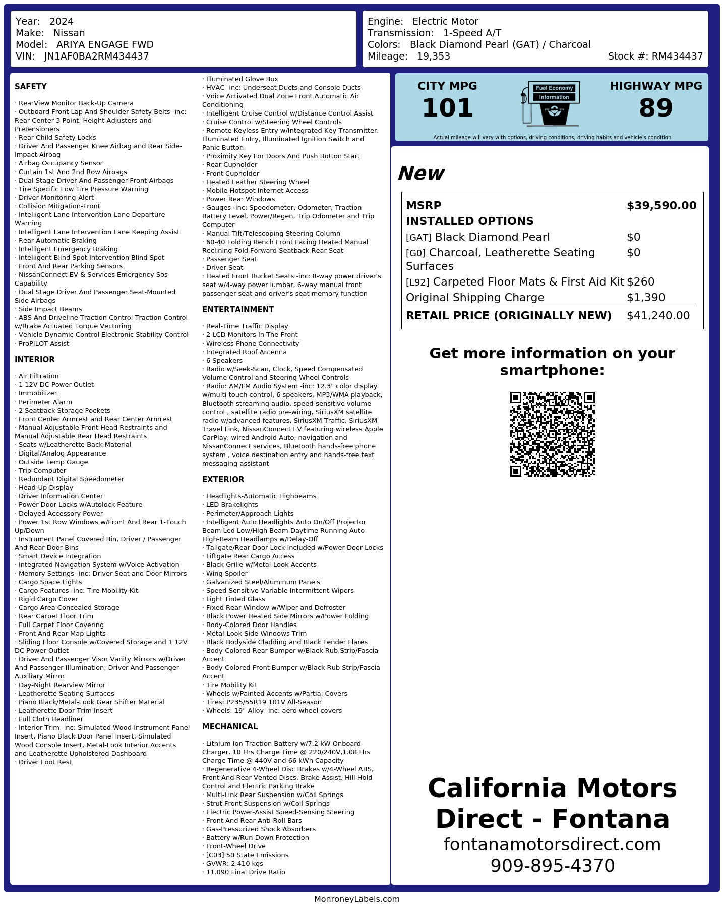 Monroney Label