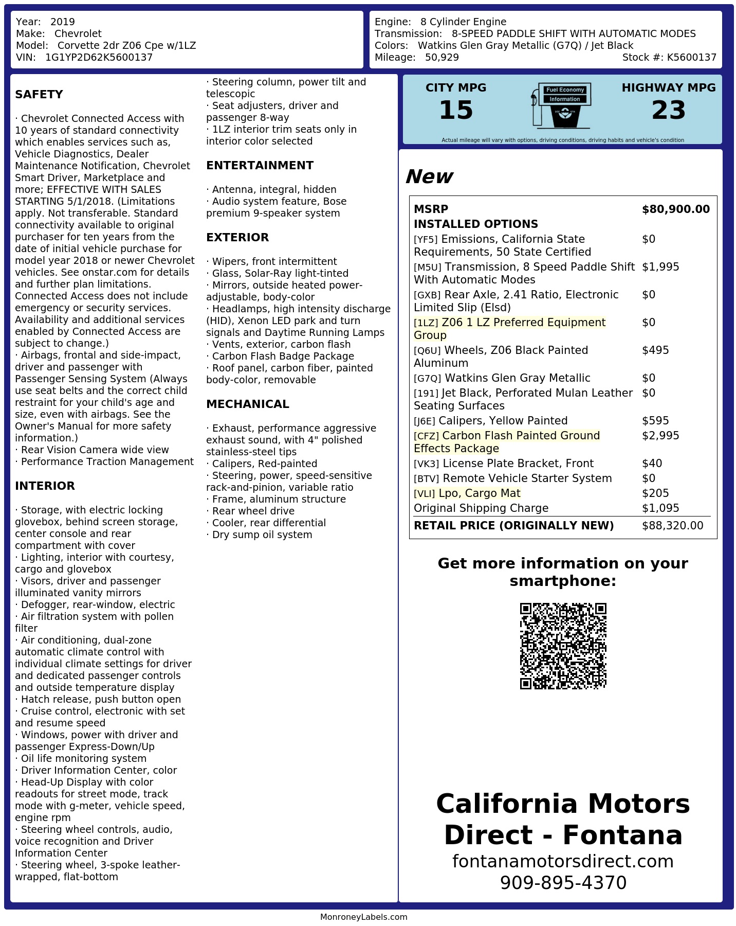 Monroney Label
