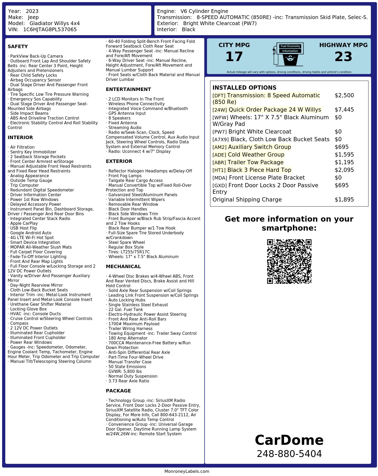 Monroney Label