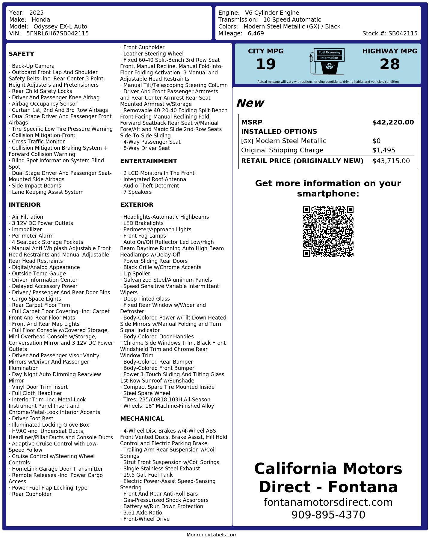 Monroney Label