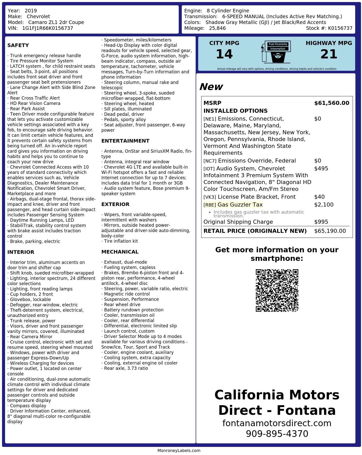 Monroney Label
