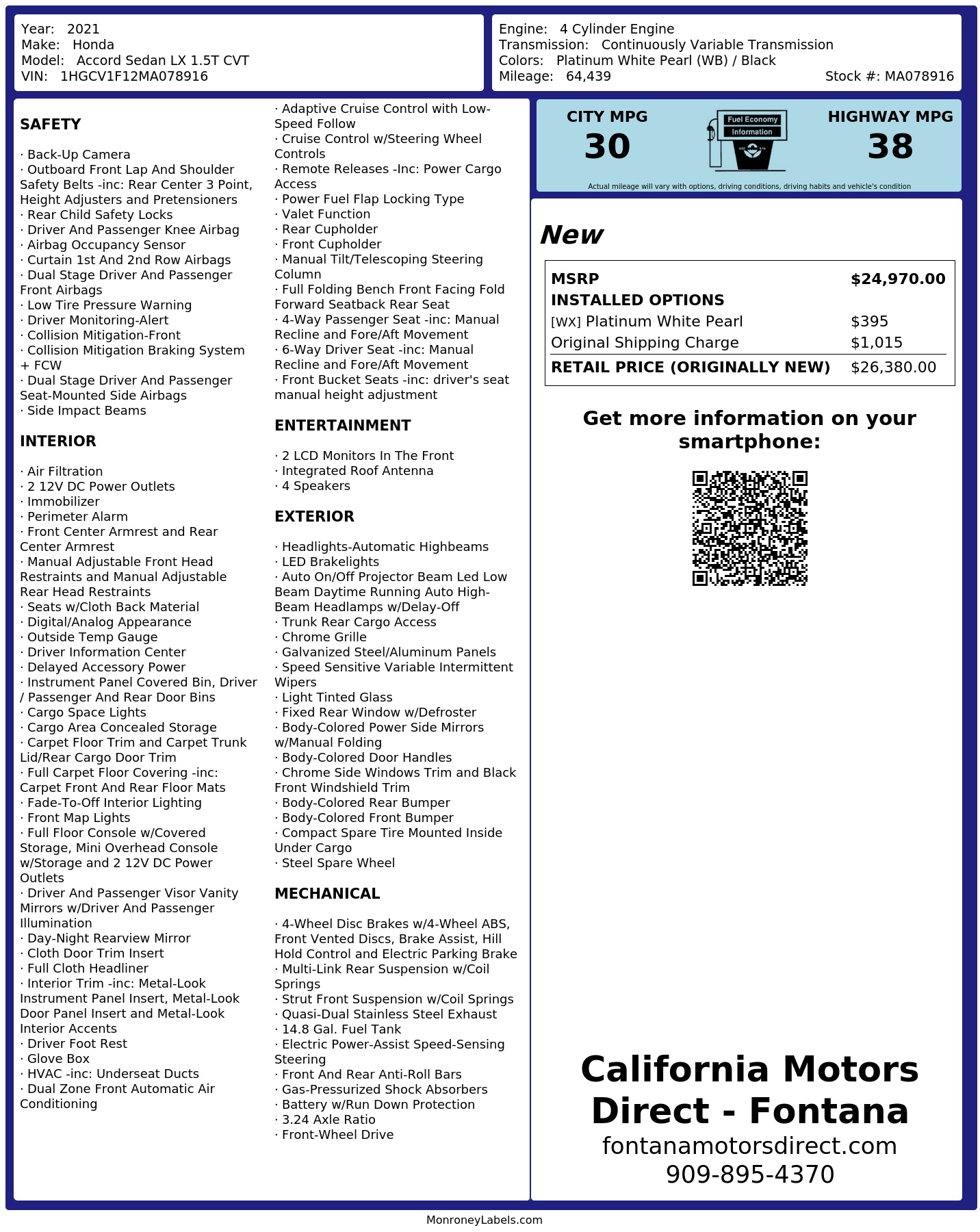 Monroney Label