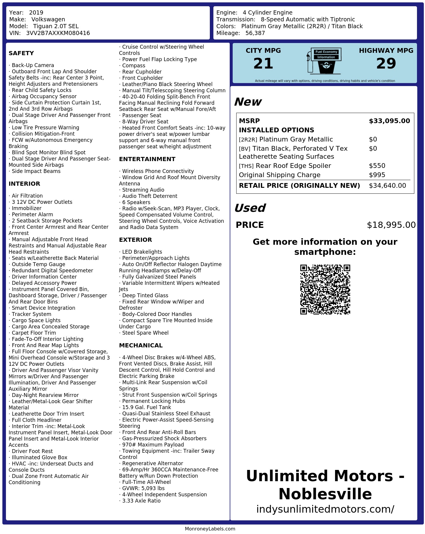 Monroney Label