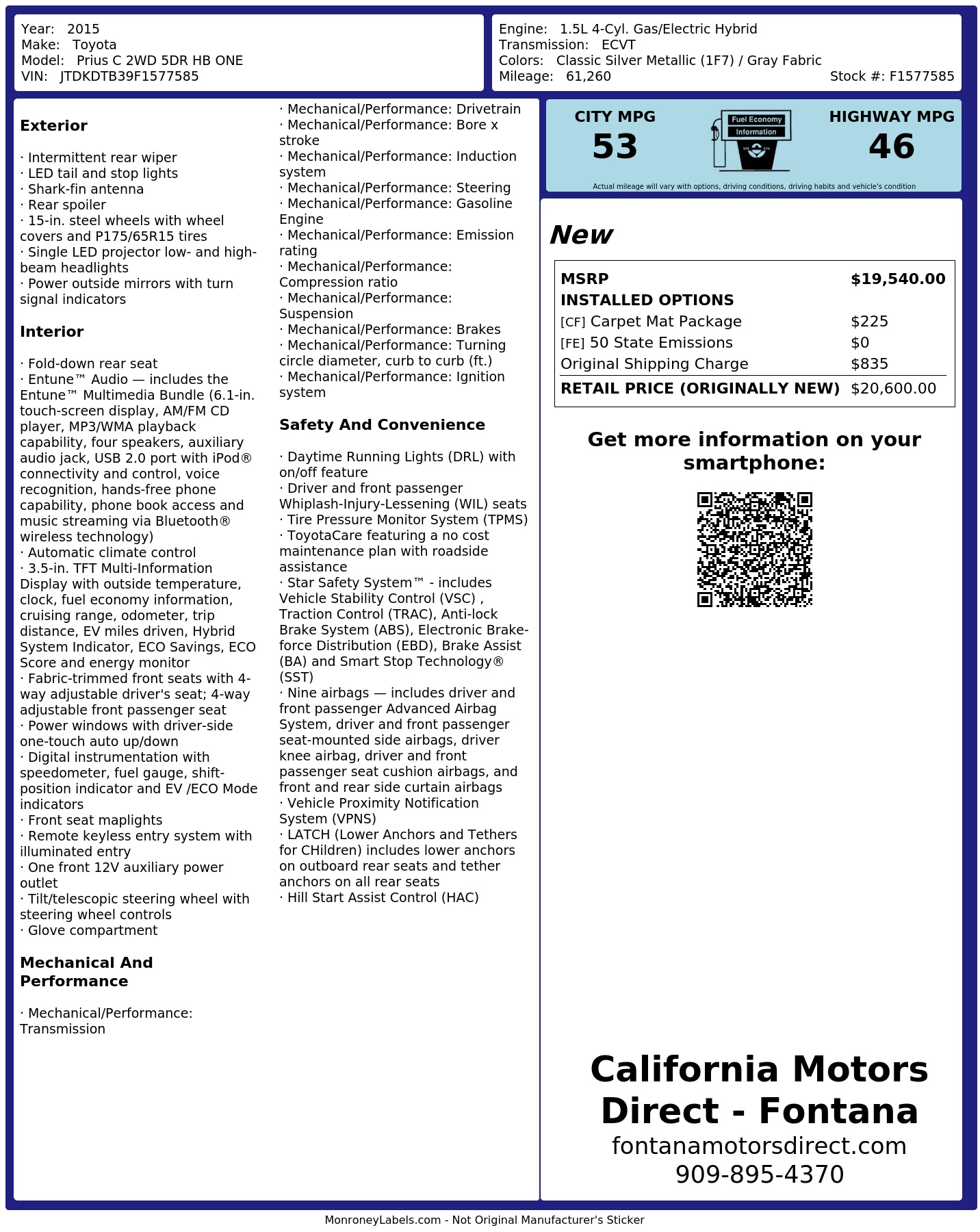 Monroney Label