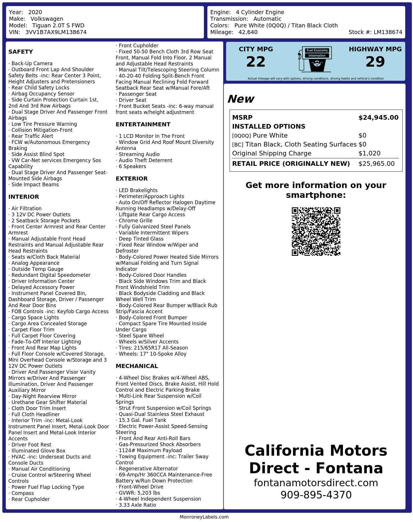 Monroney Label