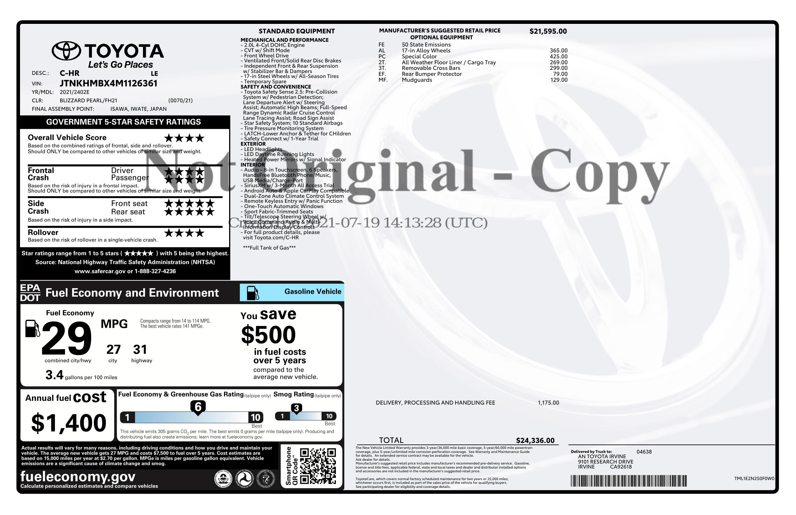 Monroney Label