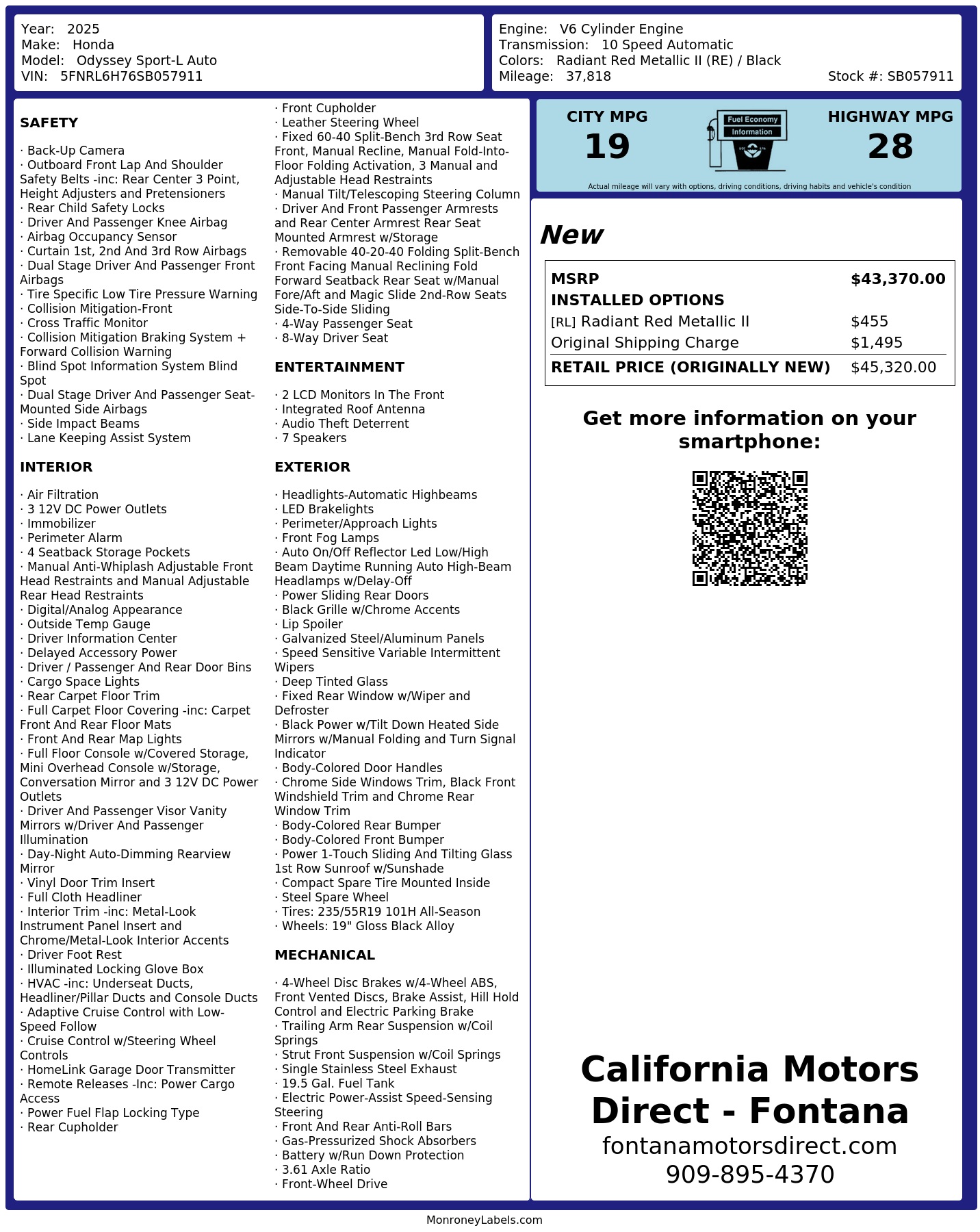 Monroney Label