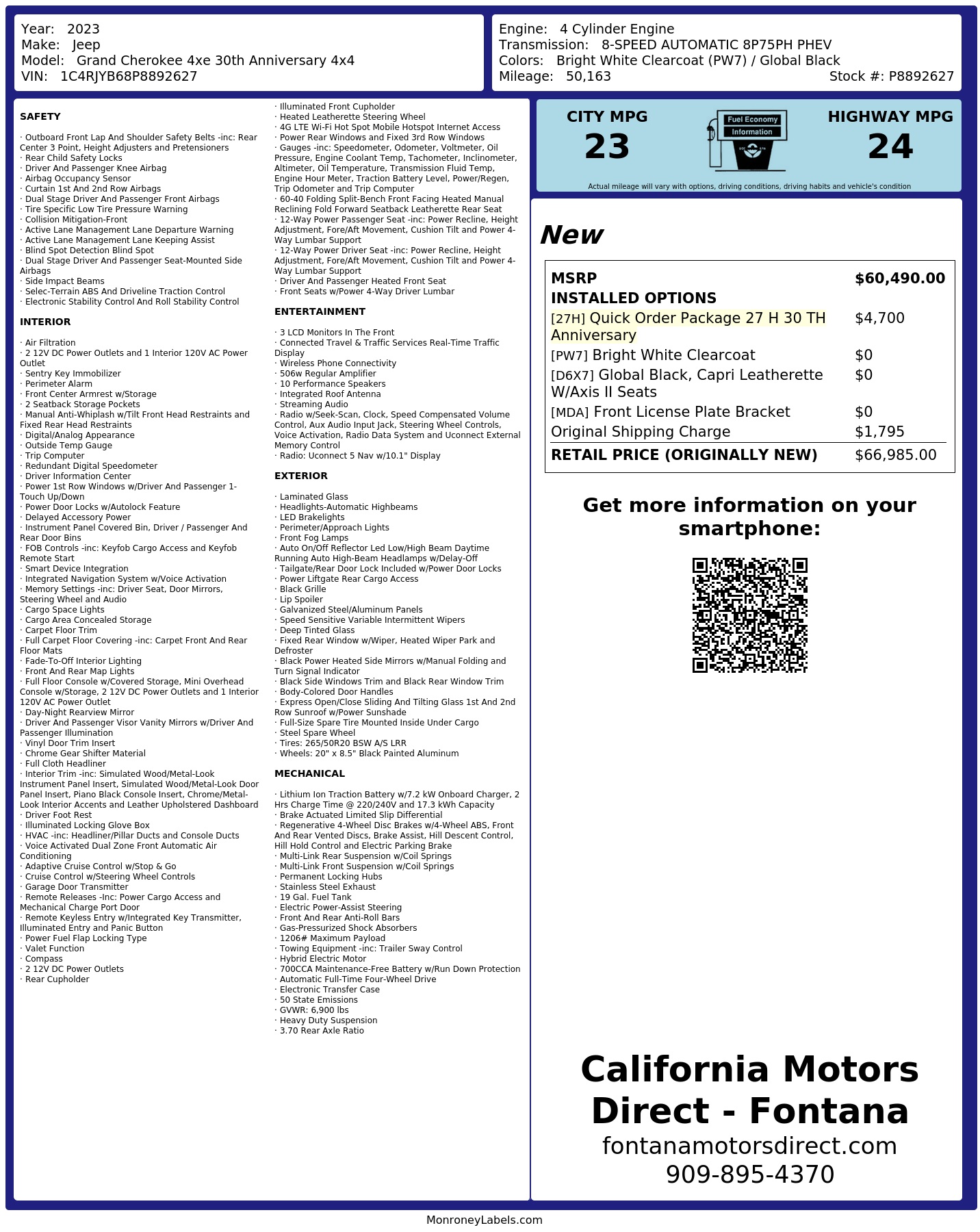 Monroney Label