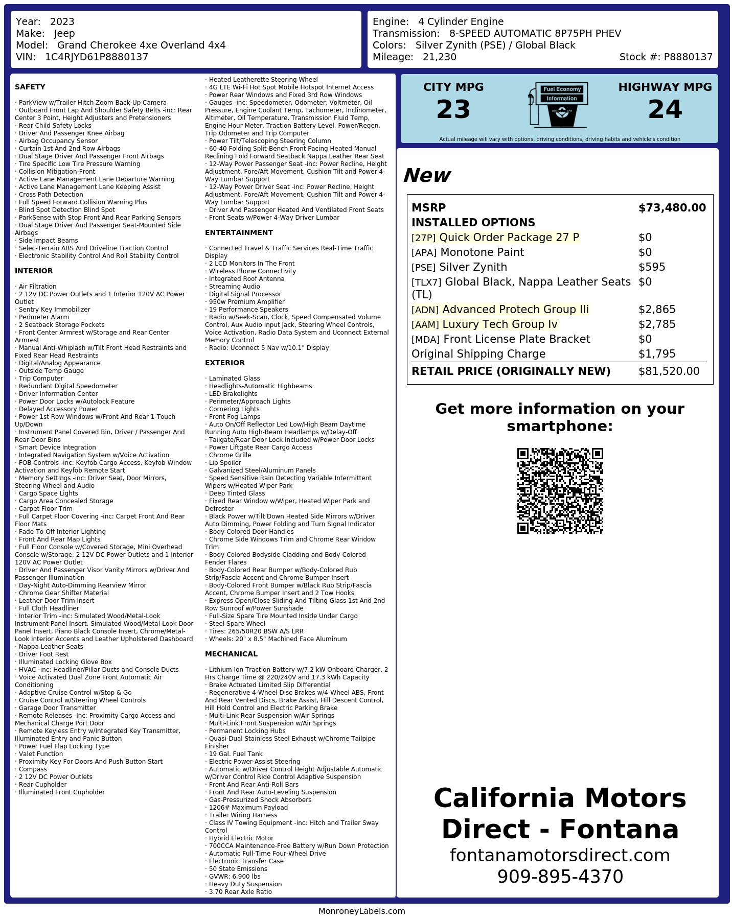 Monroney Label