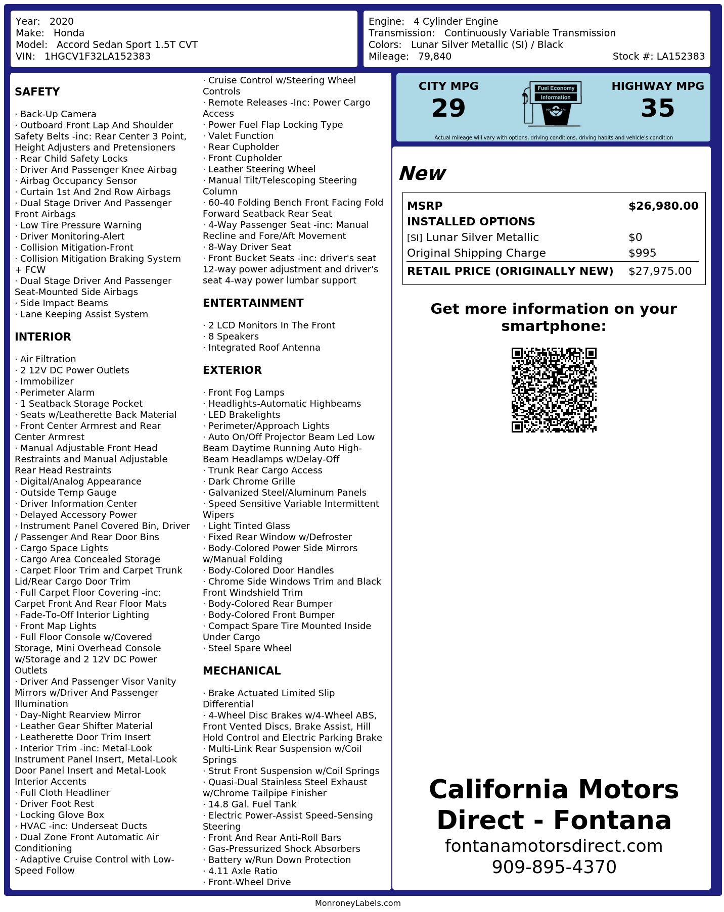 Monroney Label