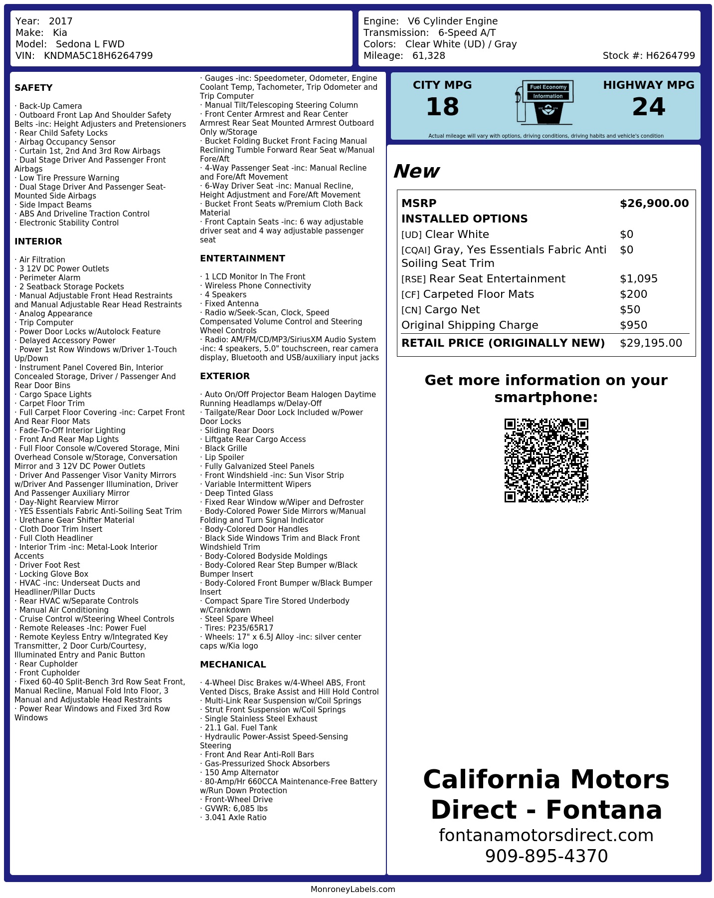 Monroney Label